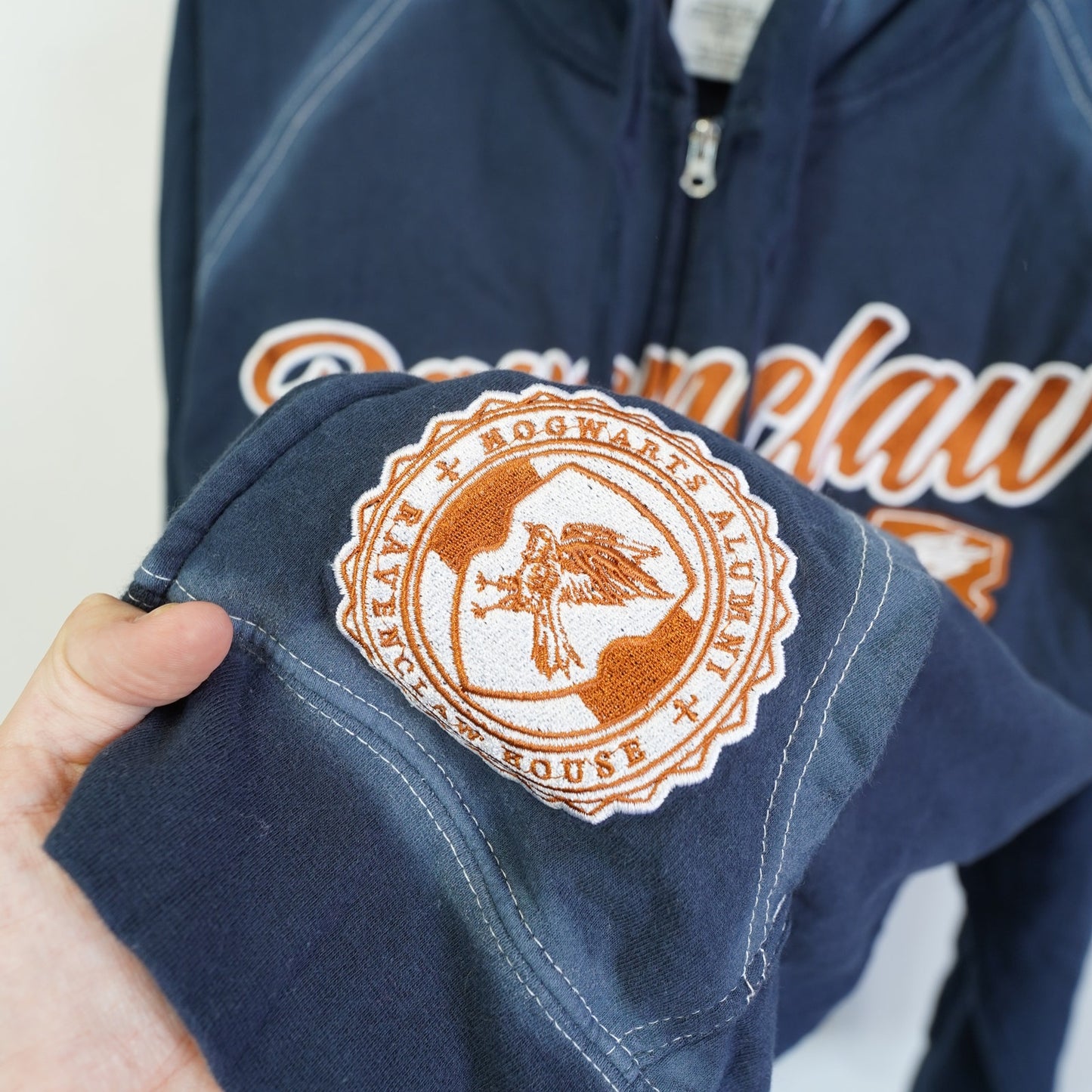 Ravenclaw Embroidered Harry Potter Full Zip Hoodie Unisex L Blue Lunchbox Sewn