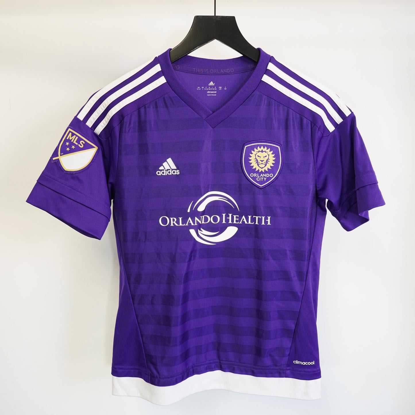 (Youth L) Adidas Orlando City SC Home Soccer Jersey Youth L Kids Purple Futbol MLS 2015-16