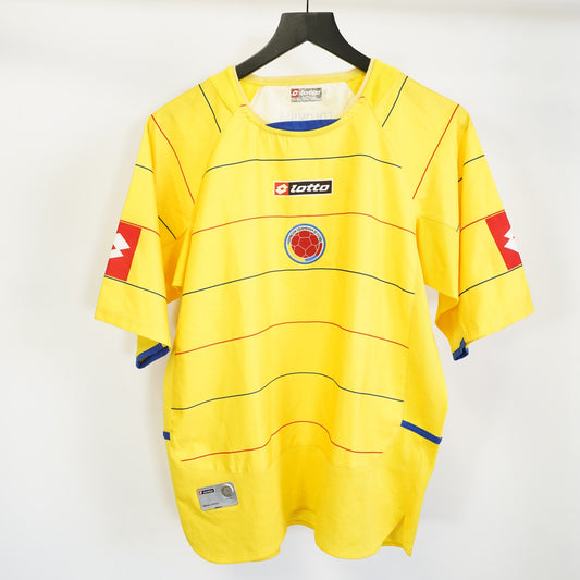 (M) Vintage Colombia 2004 Lotto Home Soccer Jersey Men's S-M Yellow Futbol Kit