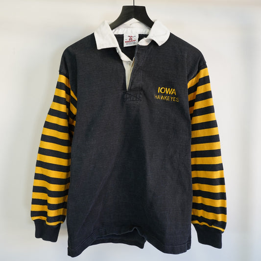 (L) Vintage Iowa Hawkeyes 90s Rugby Barbarian Striped Polo Shirt