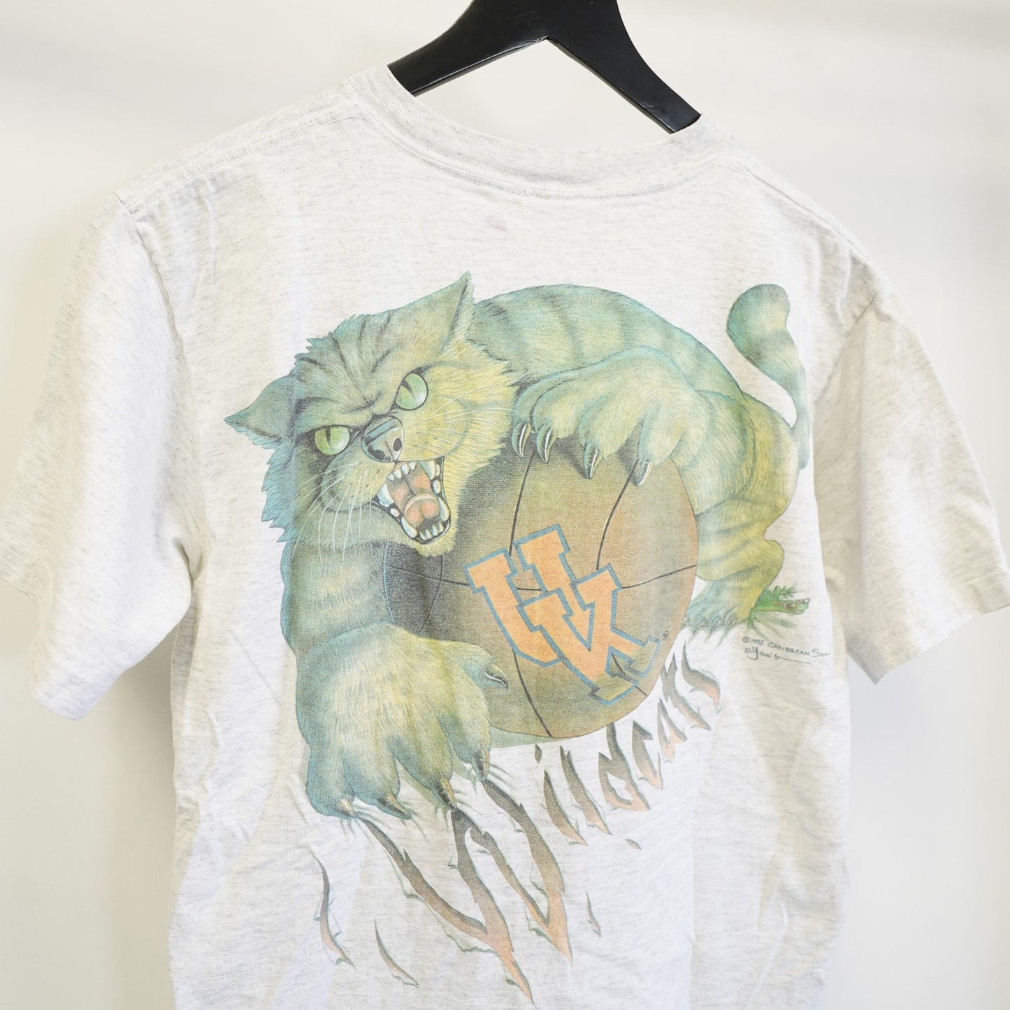 (M) Vintage University of Kentucky Wildcats Basketball T-Shirt Men's M Gray 90s UK