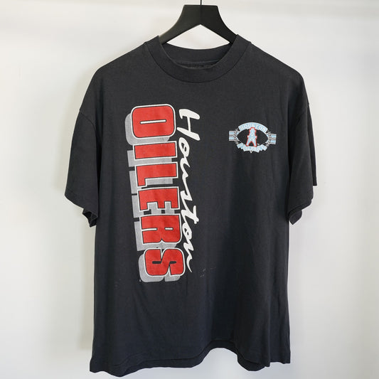 (L) Vintage Houston Oilers Single Stitch 90s T-Shirt Men's L Black Football Retro