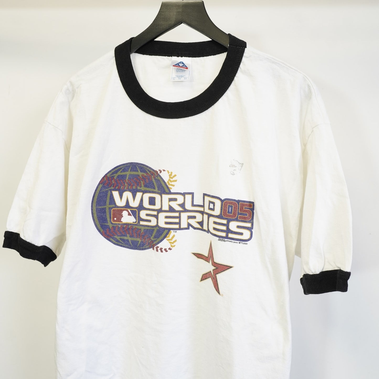 (XL) Vintage Houston Astros Y2K World Series Ringer T-Shirt Men's XL 2000s White