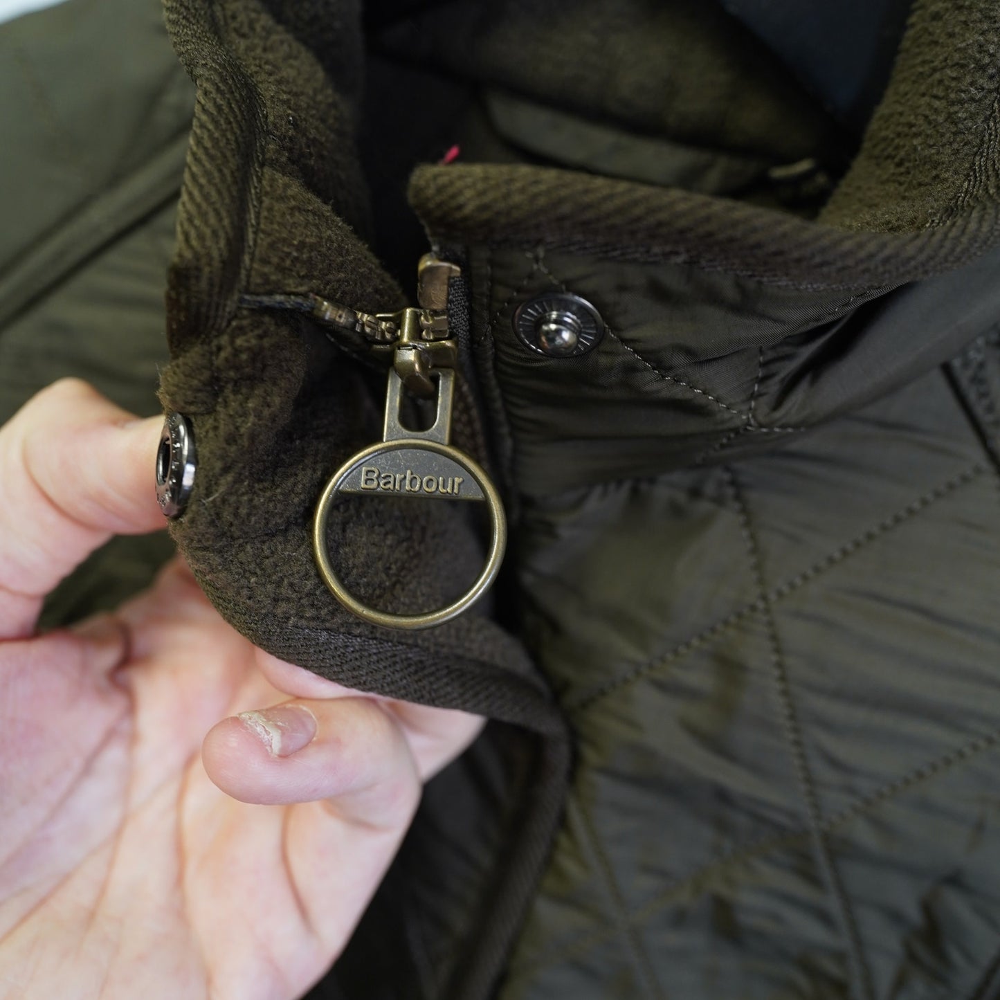 (Women's Sz 4) Barbour Cavalry Polarquilt Jacket US4 Olive Fleece Lined Equestrian Quiet Luxury