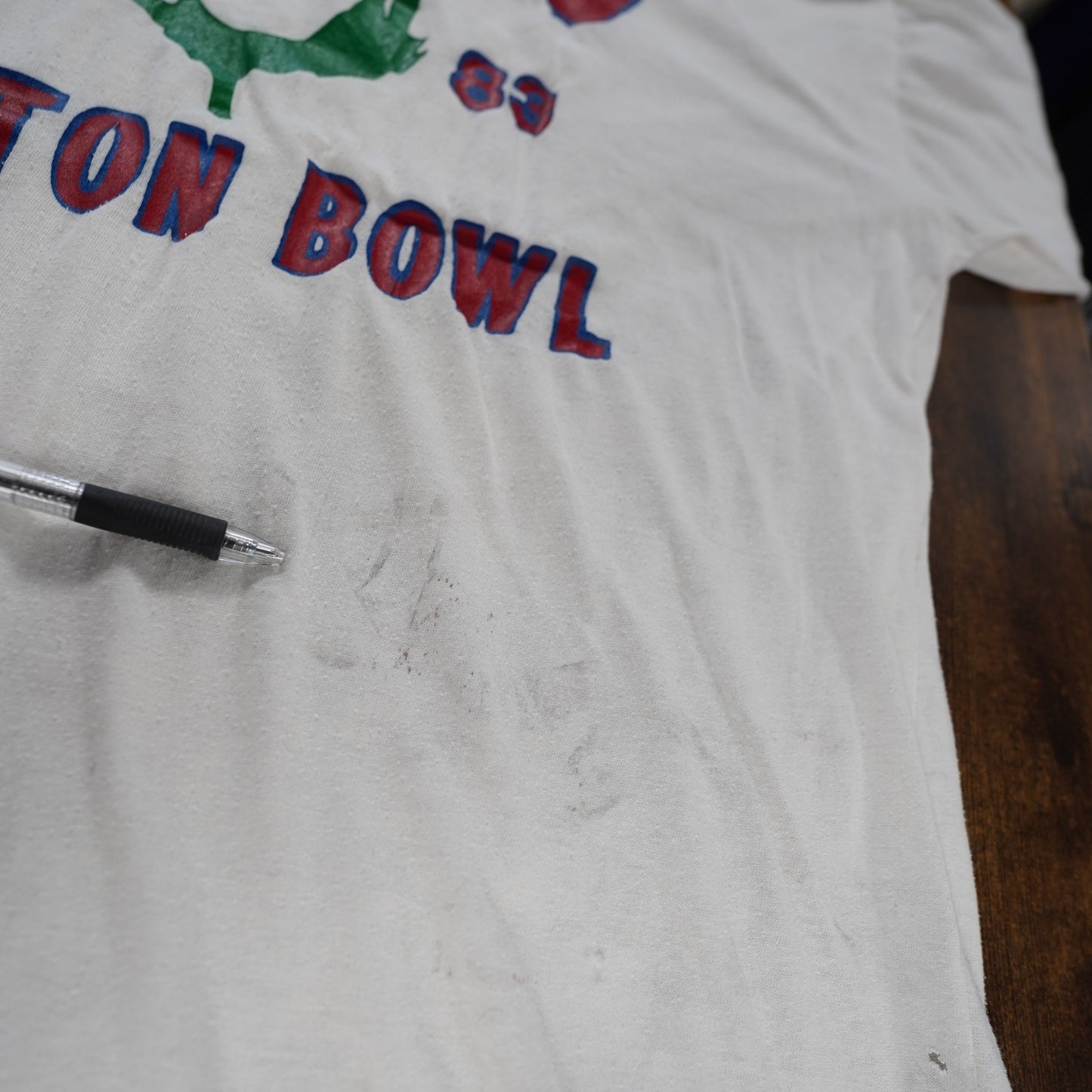 Vintage SMU 80s Cotton Bowl T-Shirt Men's XL White Russell Athletic Distressed