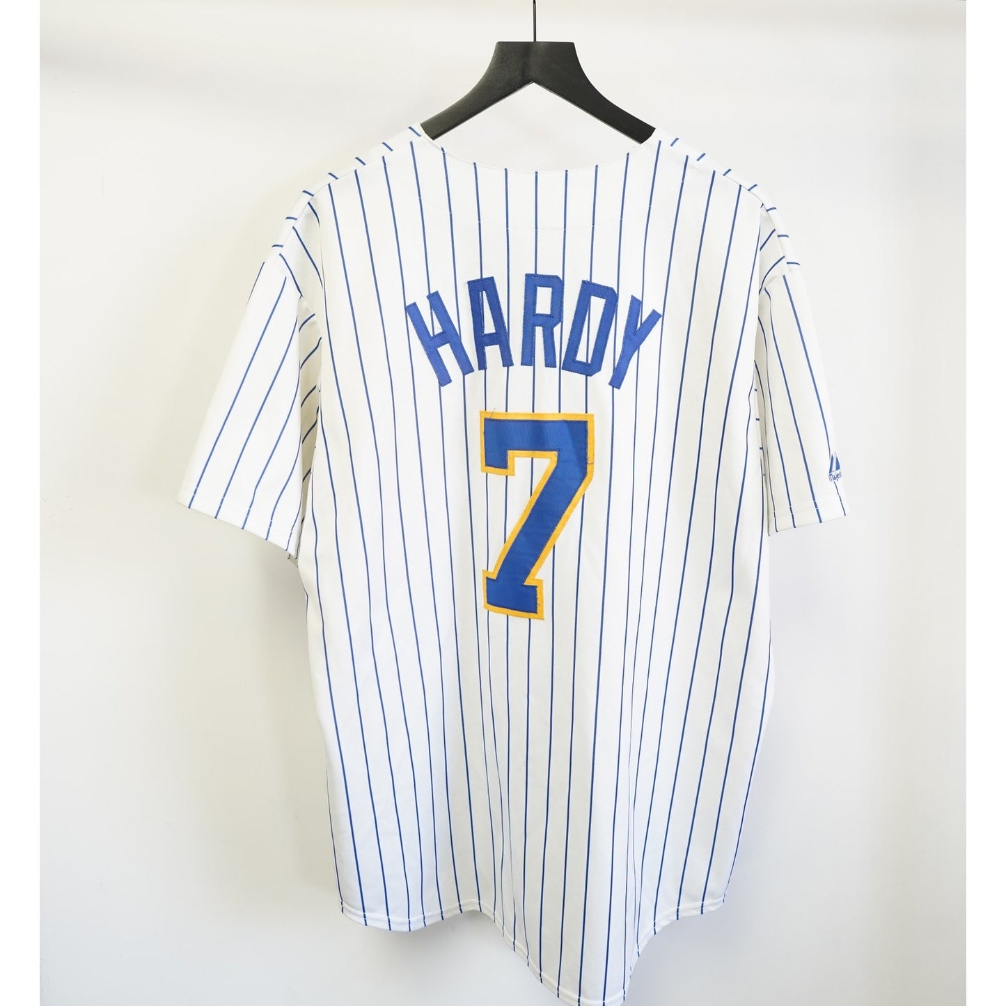 (XXL) Vintage Milwaukee Brewers Majestic Sewn Pinstripe J.J. Hardy Jersey Men's XXL