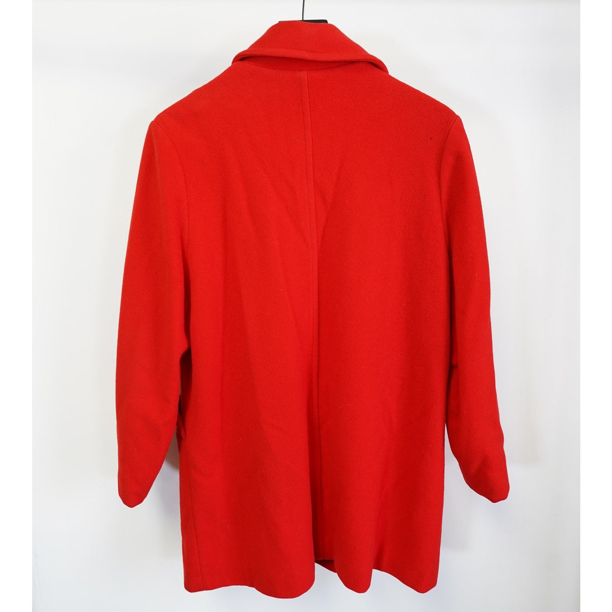 (L) True Vintage M. Liman Co Penguin Fashions Womens L Red Wool Coat w/ Plaid Lining