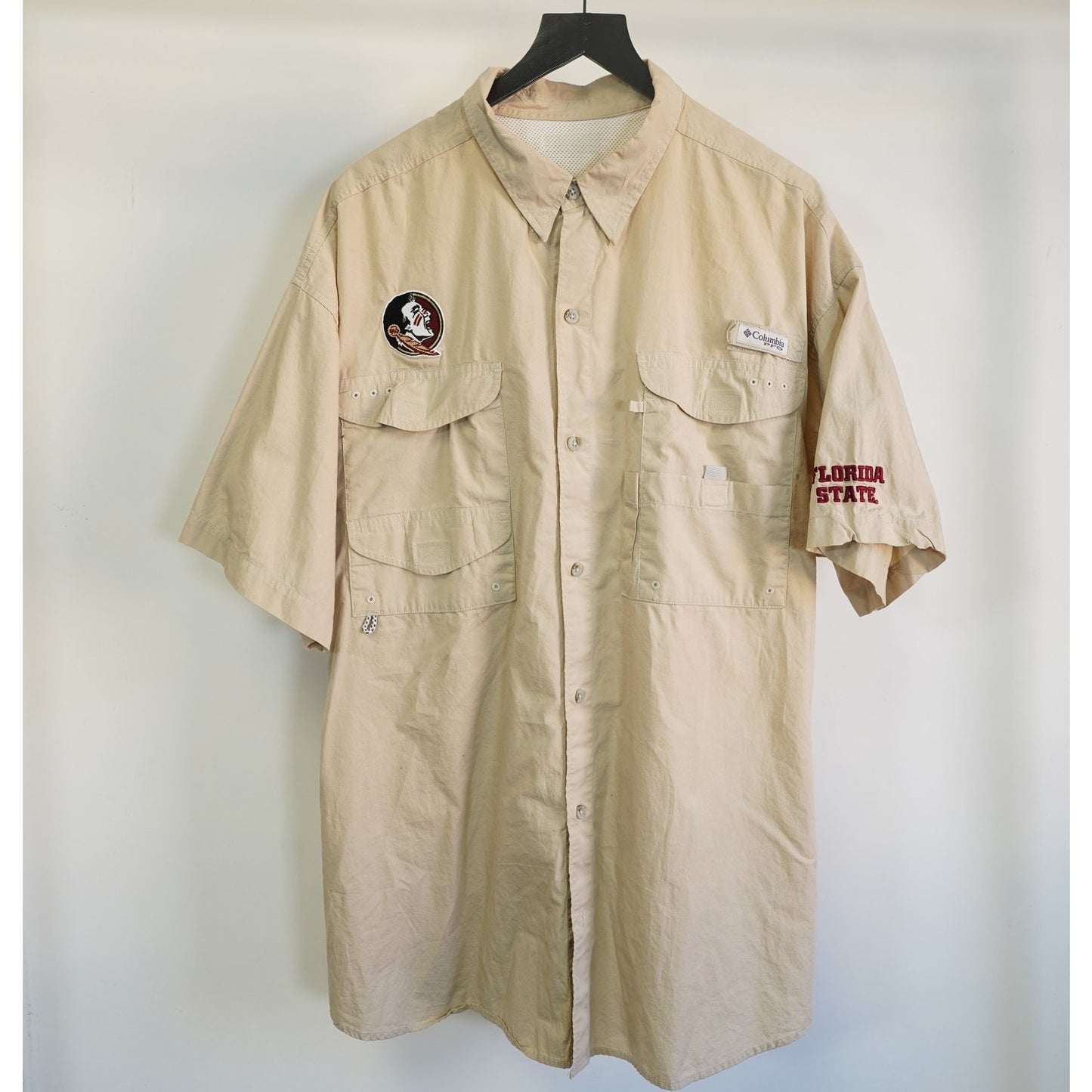 (XXL) Vintage Florida State Seminoles Columbia PFG Fishing Shirt Men's XXL Tan FSU