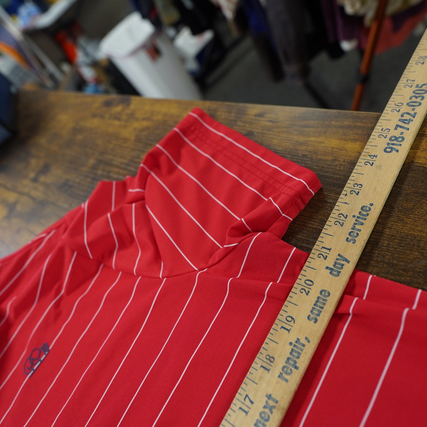 (M) Good Good Striped Performance Golf Polo Shirt Men's M Red White