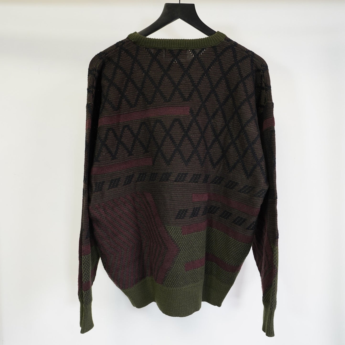 (M) Vintage City Streets 90s Knit Sweater Men's M Pullover Red Green Retro