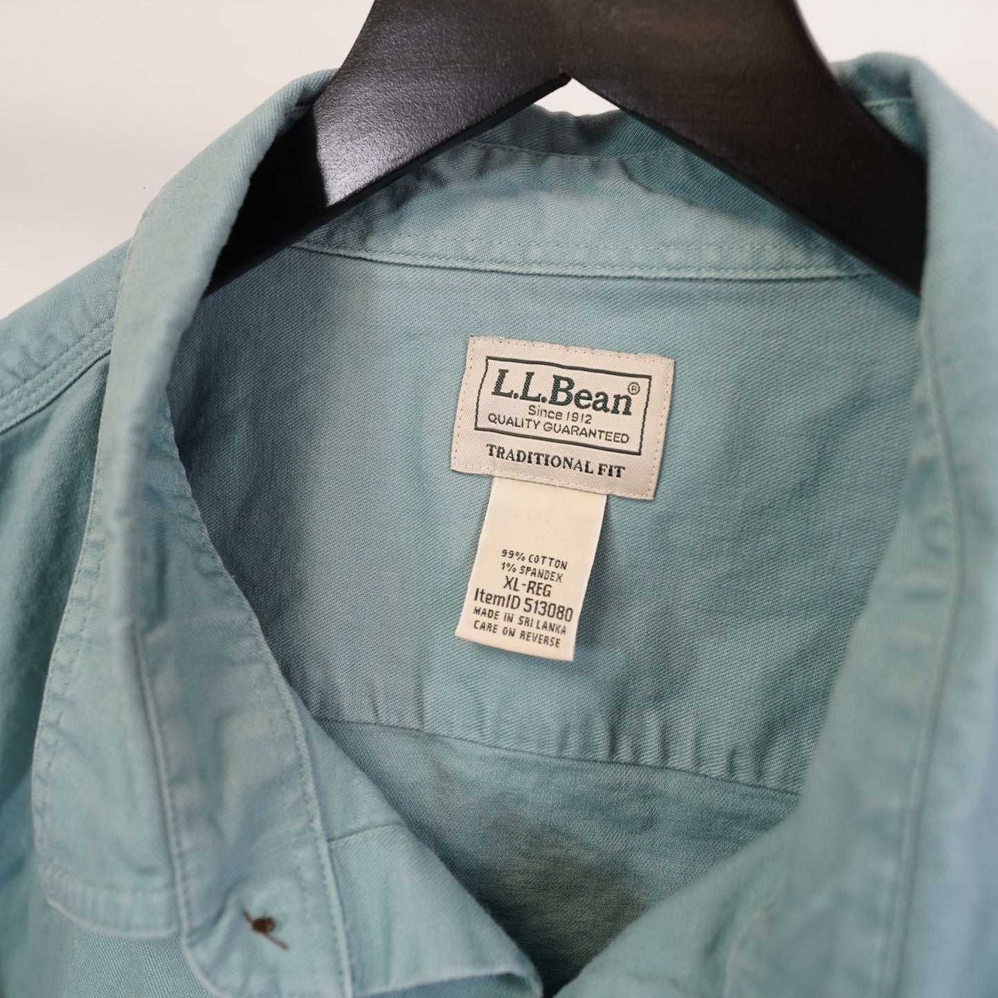 (XL) L.L. Bean Traditional Fit Heavy Button Up Shirt Men's XL Cotton Aqua Hiking