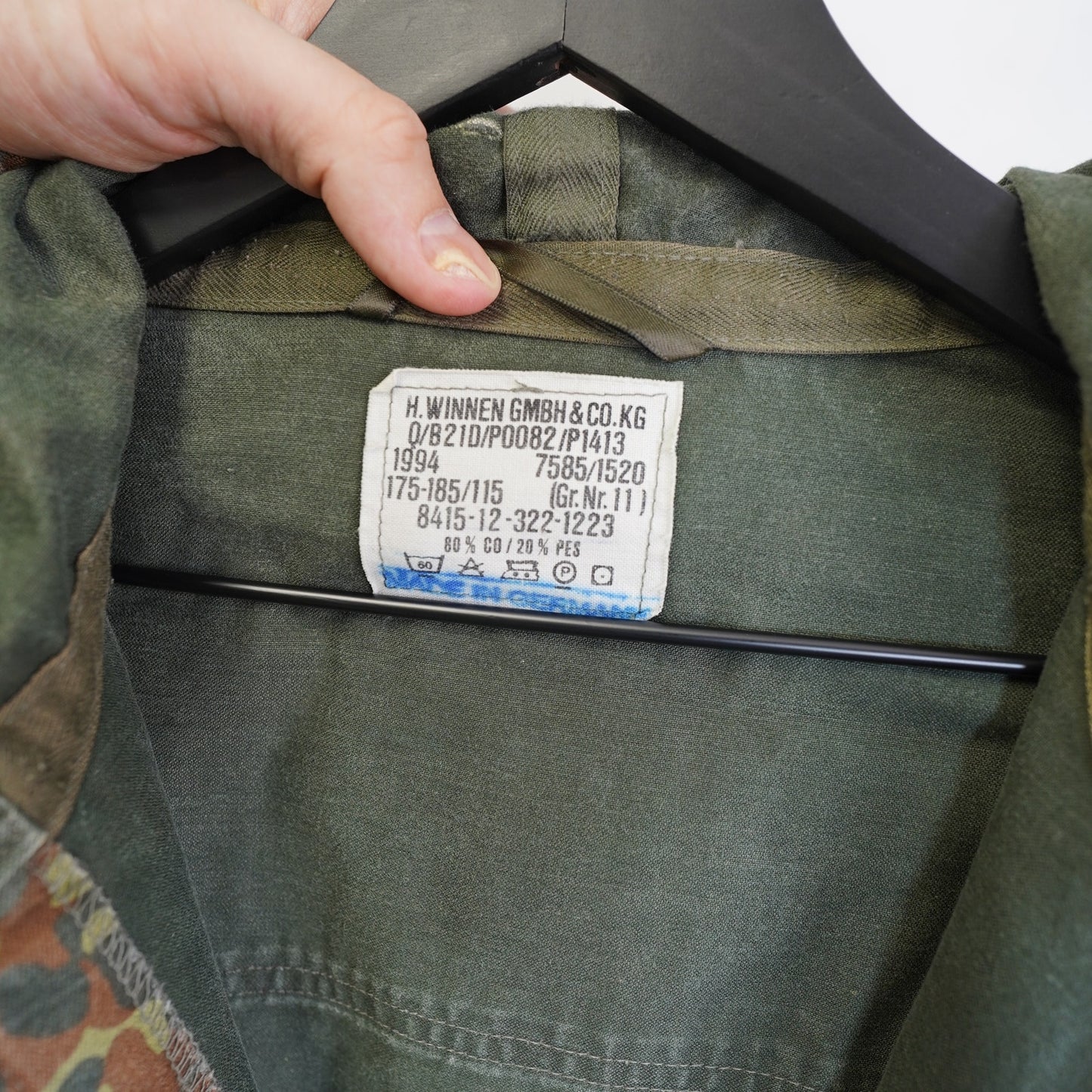 Vintage German Bundeswehr Flecktarn Camo Military Parka Jacket Mens XL Tall Hood