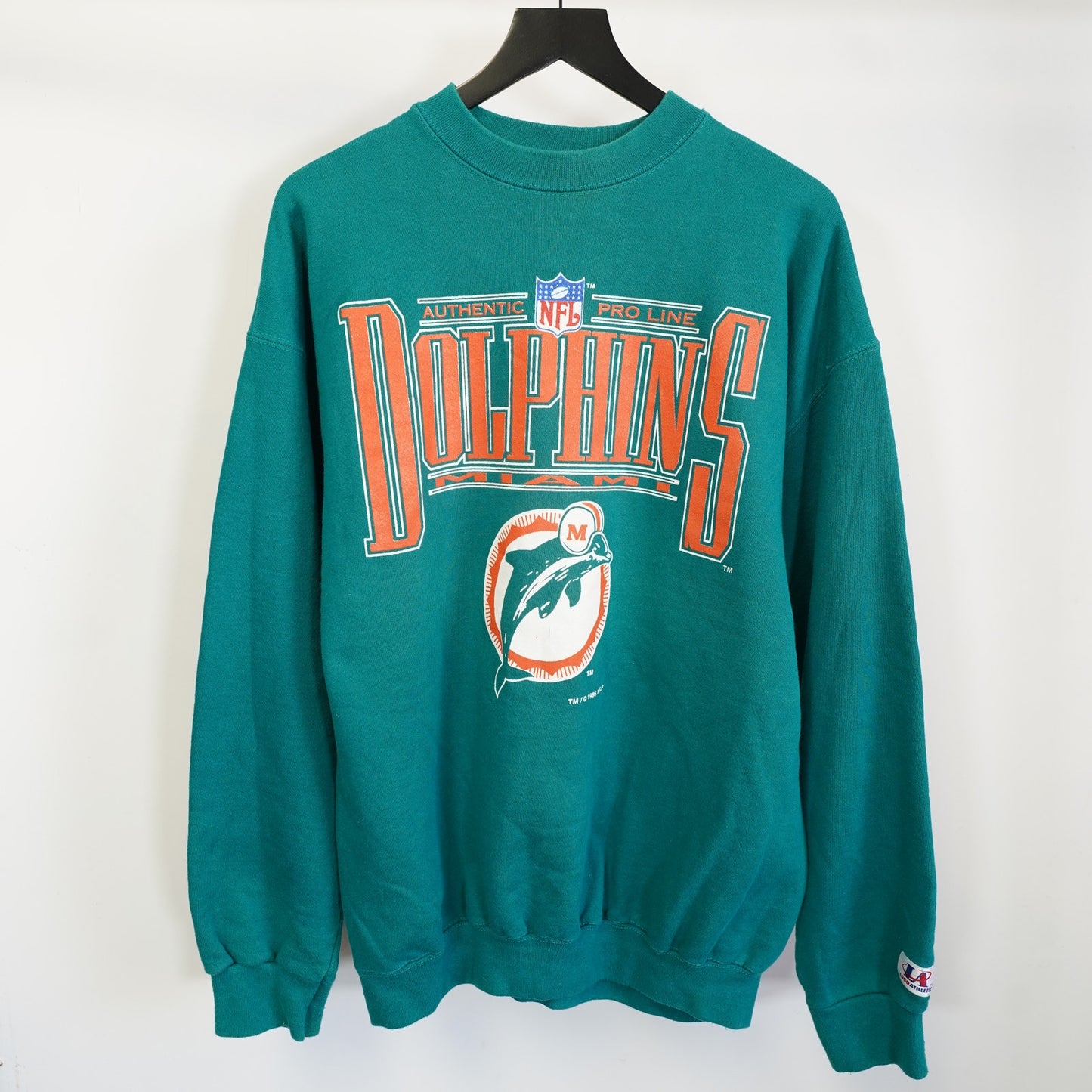 (L) Vintage Miami Dolphins Logo Athletic 90s Sweatshirt Men's L Aqua Crewneck NFL
