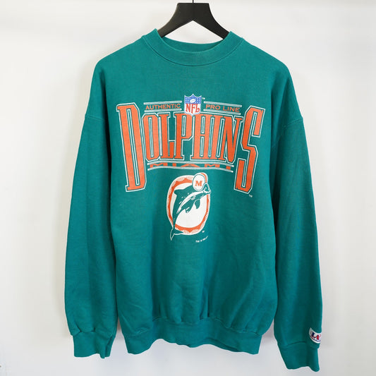 (L) Vintage Miami Dolphins Logo Athletic 90s Sweatshirt Men's L Aqua Crewneck NFL