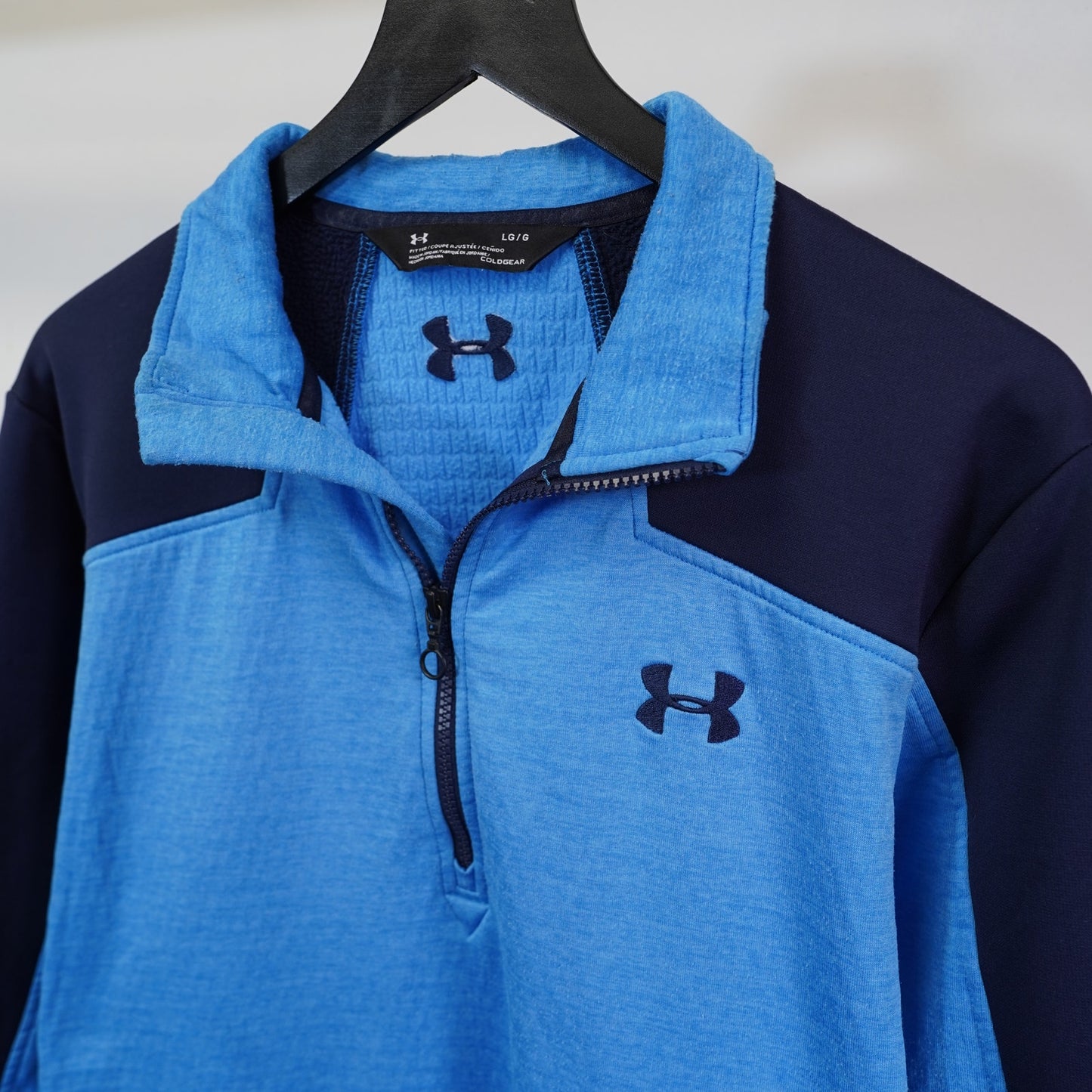 (L) Under Armour ColdGear Expanse 1/4 Zip Fleece Pullover Men's L Blue Golf