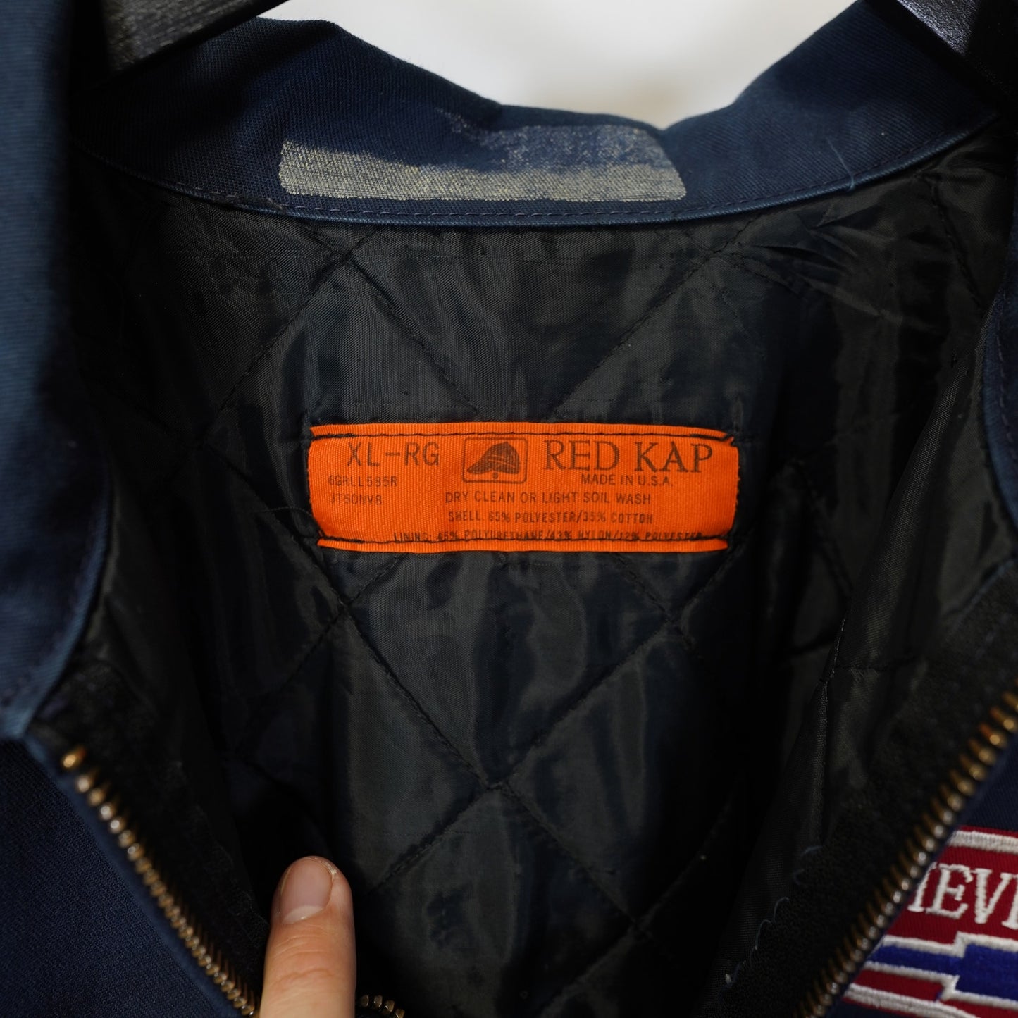 (XL) Vintage Chevrolet Mechanics Workwear Jacket Men's XL Blue Red Kap Chevy 80s