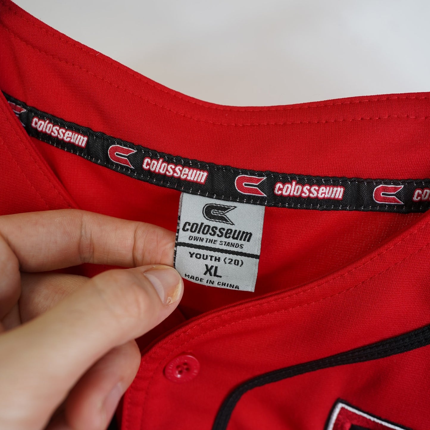 (Youth XL) Texas Tech Red Raiders Embroidered Baseball Jersey Youth XL Red Colosseum