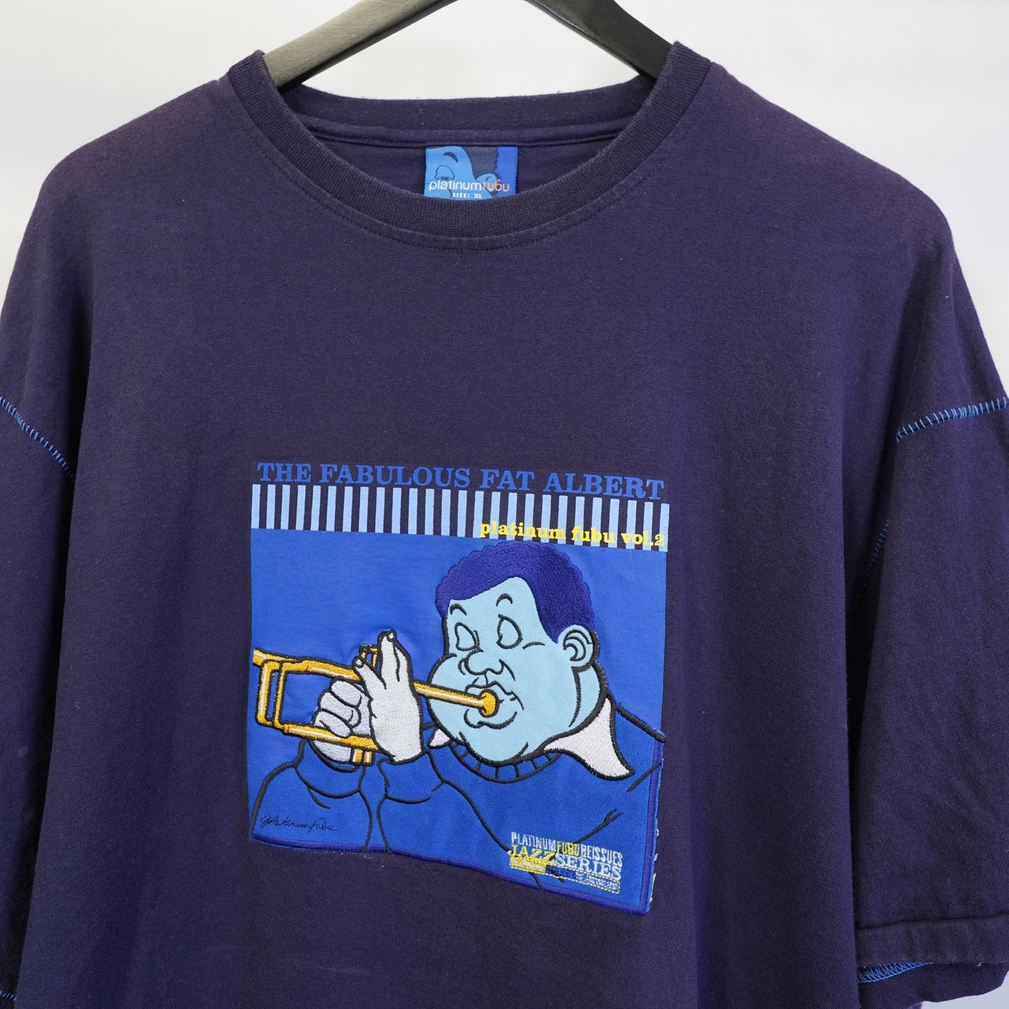 (XL) Vintage Fat Albert Platinum Fubu Sewn Y2K Hip Hop Streetwear T-Shirt Men's XL