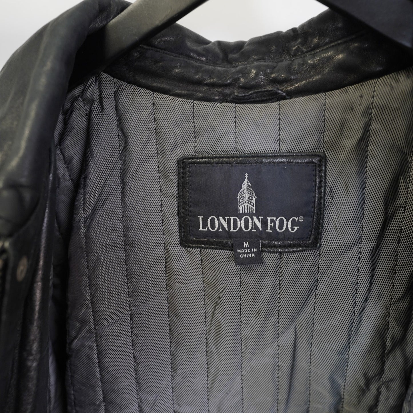 (M) Vintage London Fog Genuine Leather Motorcycle Bomber Jacket Men's M Black Soft