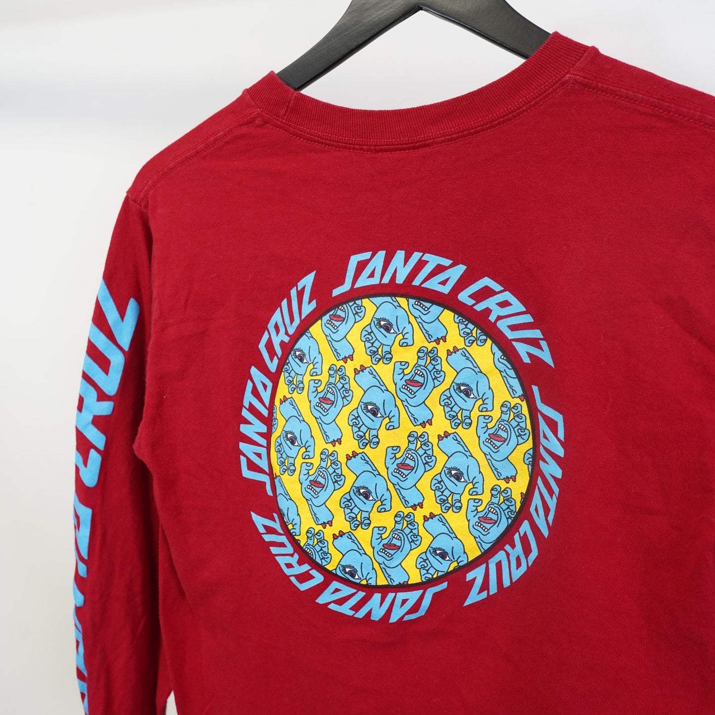 (S) Santa Cruz Skateboards & Surf T-Shirt Men's XS/S Red Longsleeve Longboard