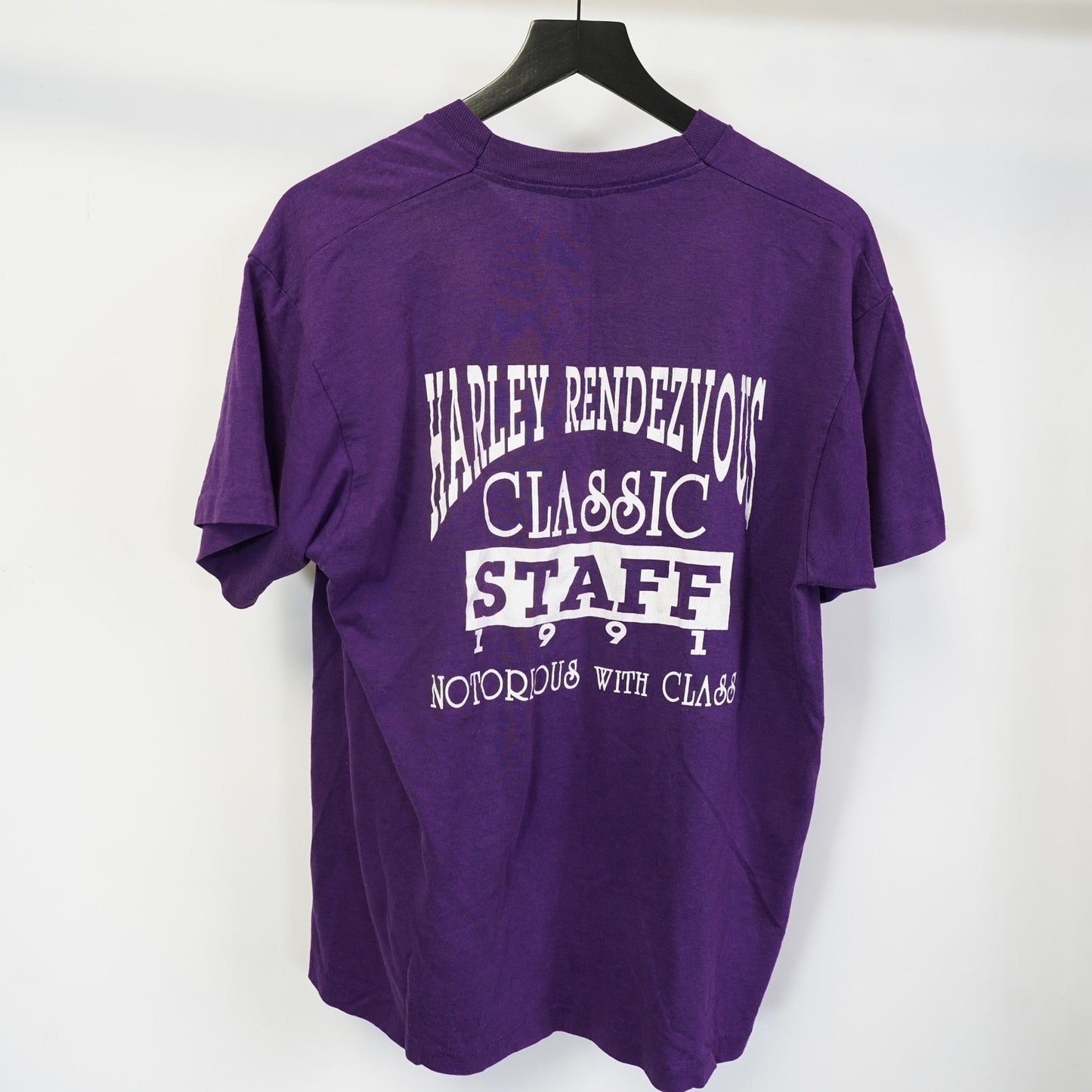 (L) Vintage Harley Davidson Motorcycles Indian Club Biker T-Shirt Men's L Purple 90s