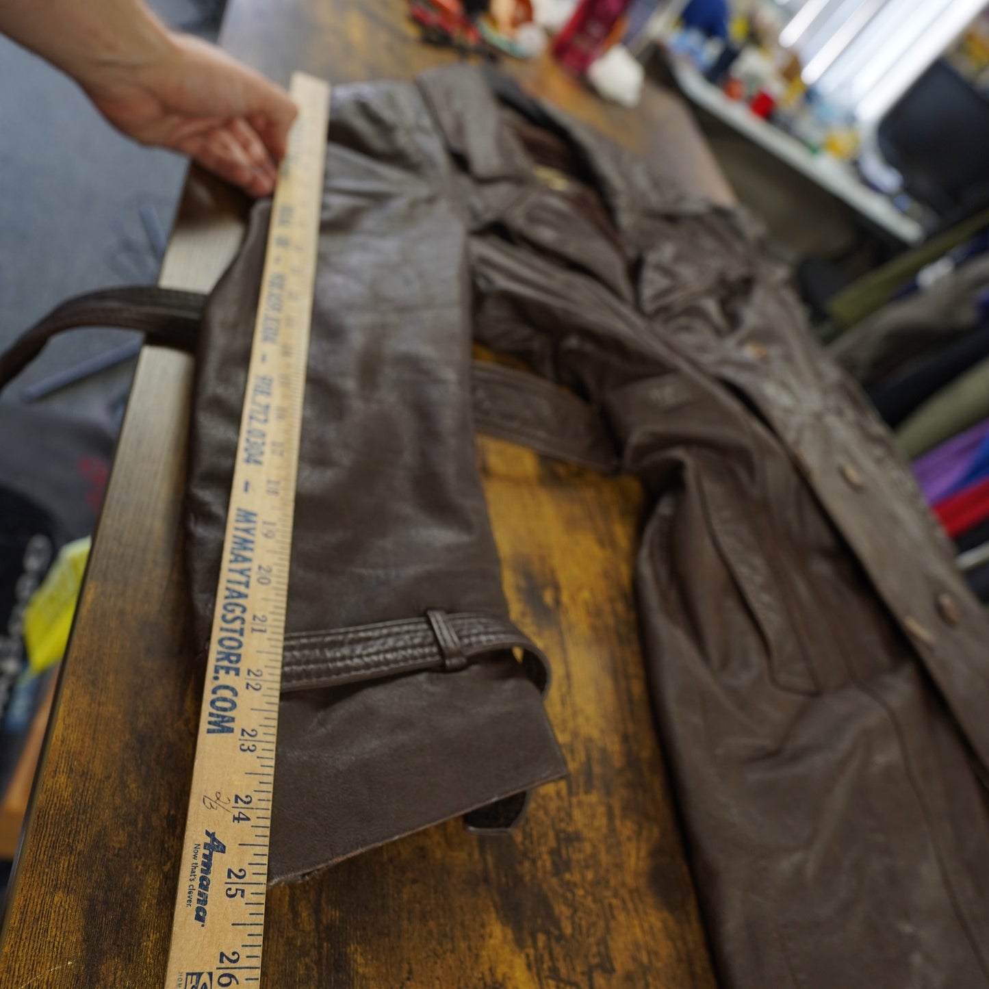 (M) True Vintage Studio One By Campus Western Leather Trenchcoat Men's M 42 Brown