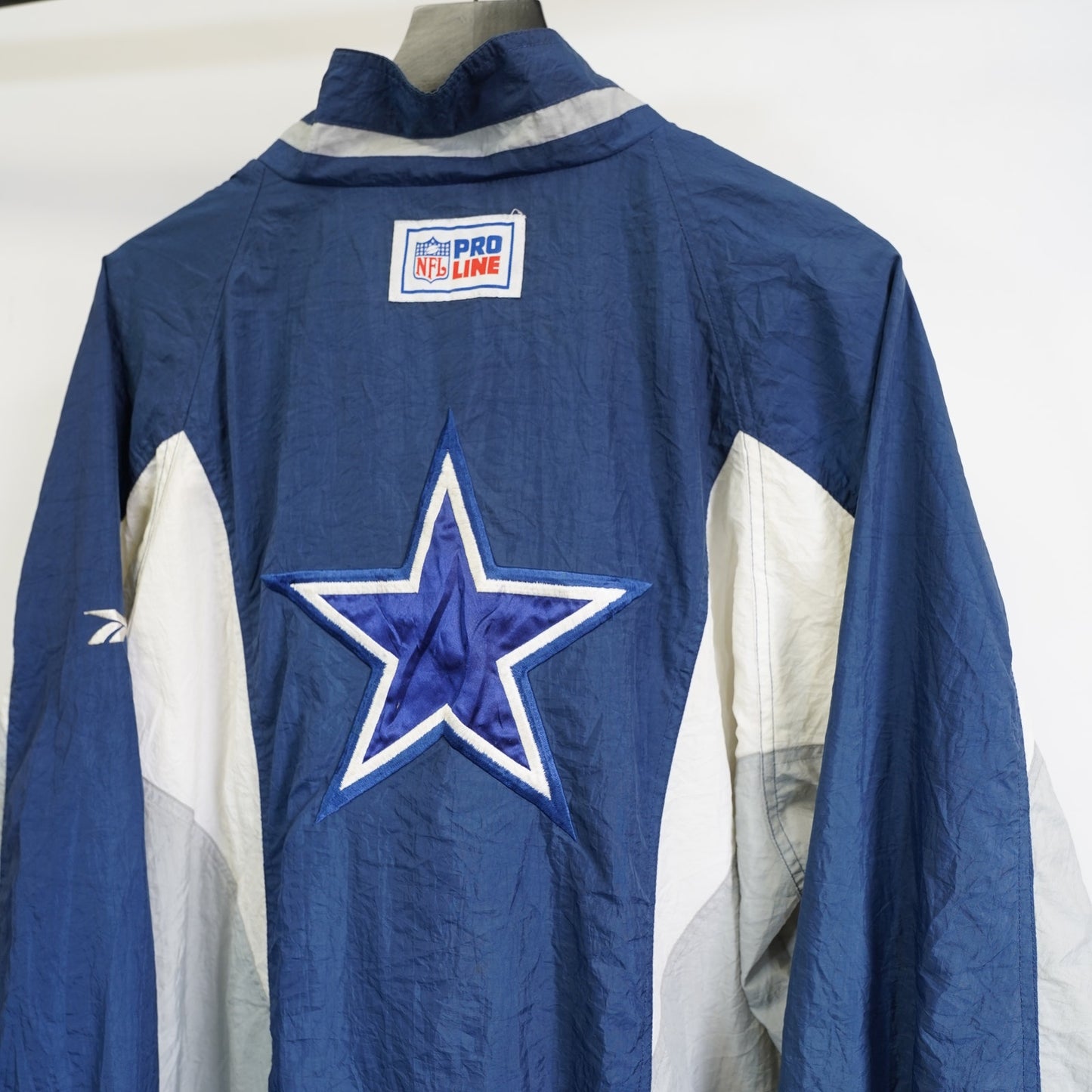 (L) Vintage Dallas Cowboys Reebok NFL Pro Line Jersey Men's L Blue Silver 90s Retro