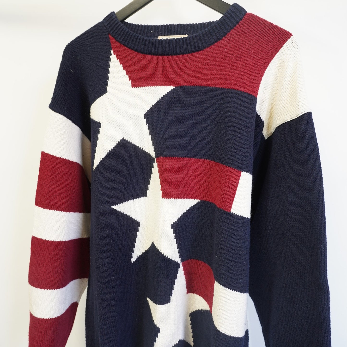 (L) Vintage 90s Cotton Traders Stars & Stripes American Flag Knit Sweater Men's L