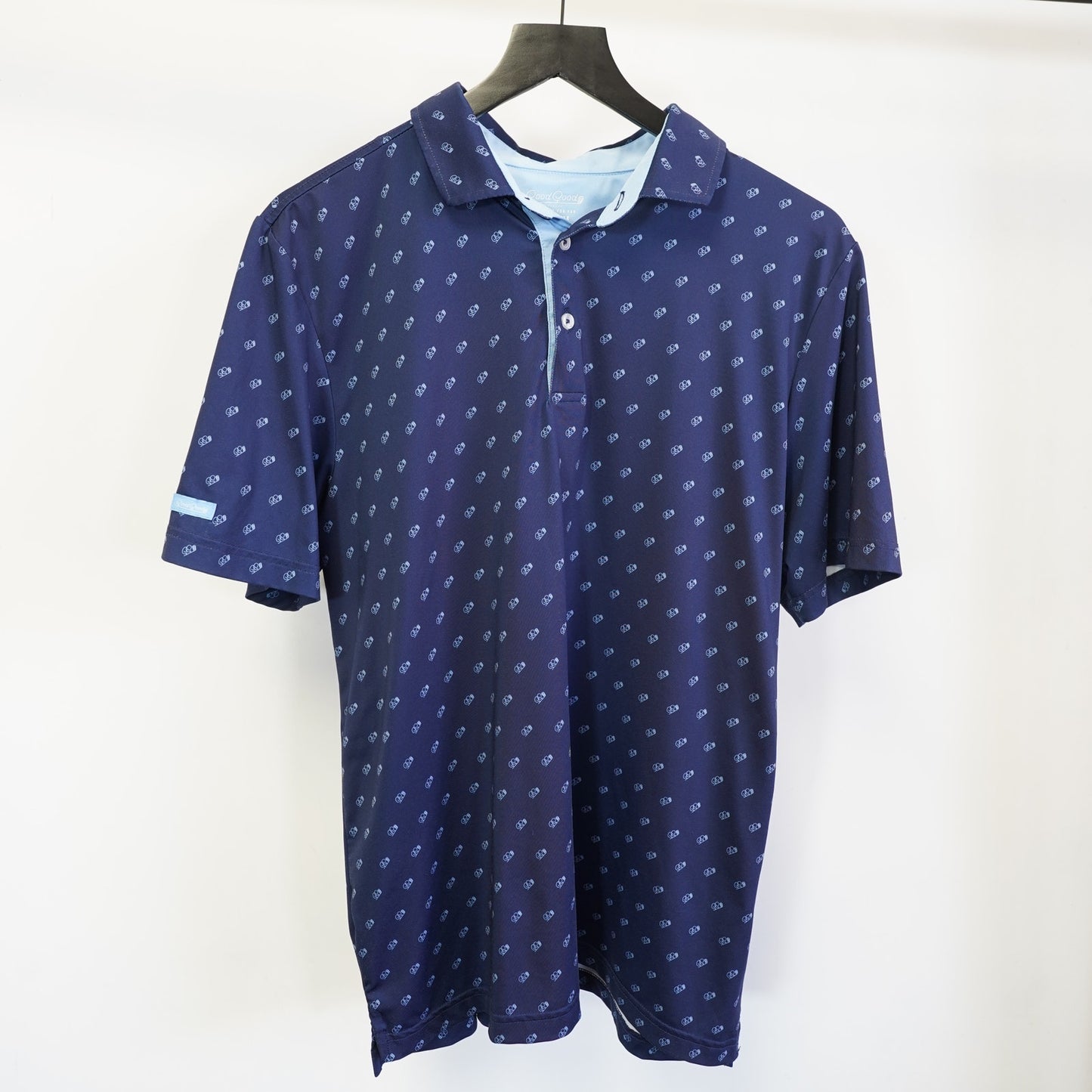 (M) Good Good Performance Golf Ace Polo Shirt Men's M Blue  Preppy