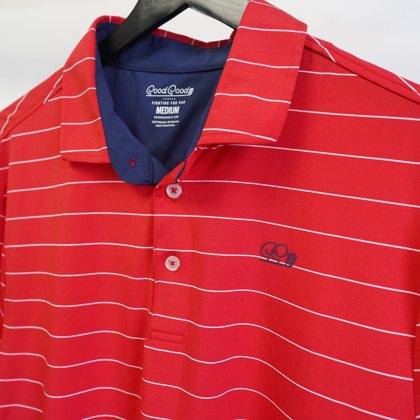 (M) Good Good Striped Performance Golf Polo Shirt Men's M Red White