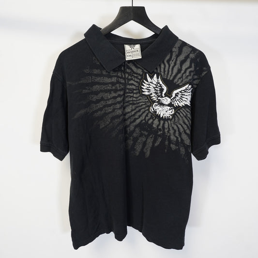 (XXL) Vintage Avirex Y2K Eagle Polo Shirt Men's XXL Black 2000s Sewn Streetwear Stitch