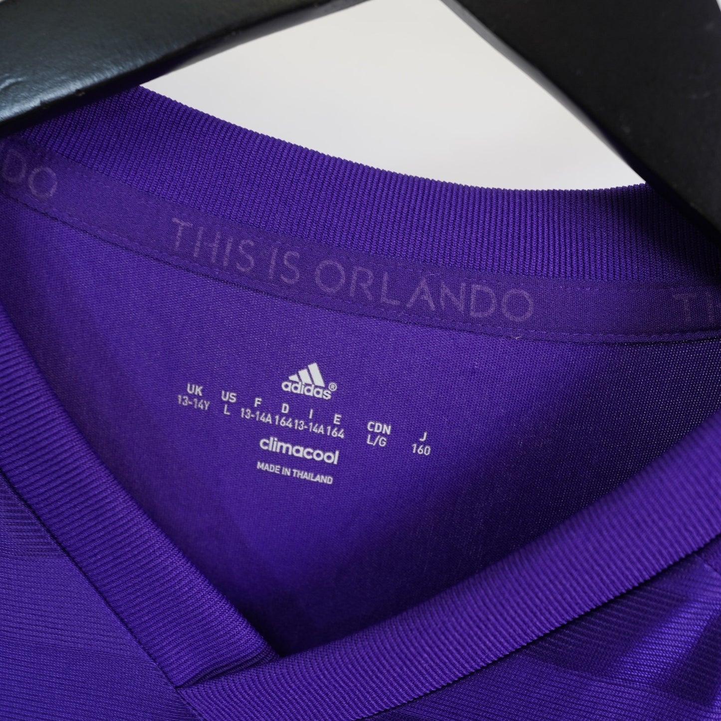 (Youth L) Adidas Orlando City SC Home Soccer Jersey Youth L Kids Purple Futbol MLS 2015-16
