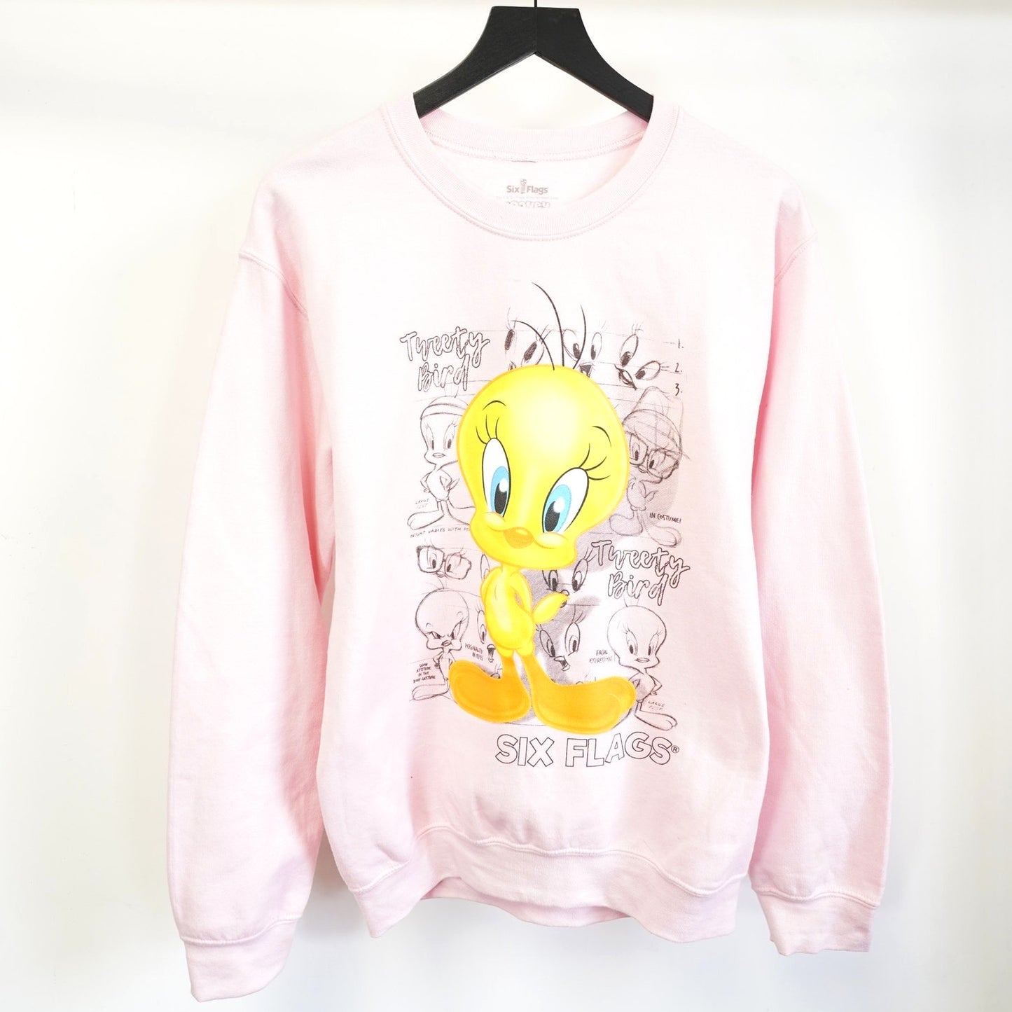 (S) Vintage Tweety Bird Looney Tunes Crewneck Sweatshirt Women's S Pink Cartoon