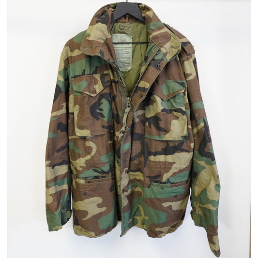(M) Vintage U.S. Army M-65 Field Cold Weather Jacket 90s Woodland Camo Men's M Long