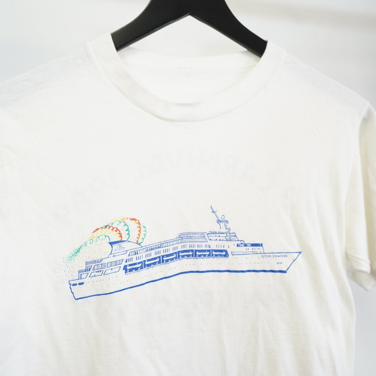 (XS) Vintage 1980s Rio Carnival Cruise Ship T-Shirt Mens XS White Single Stitch White