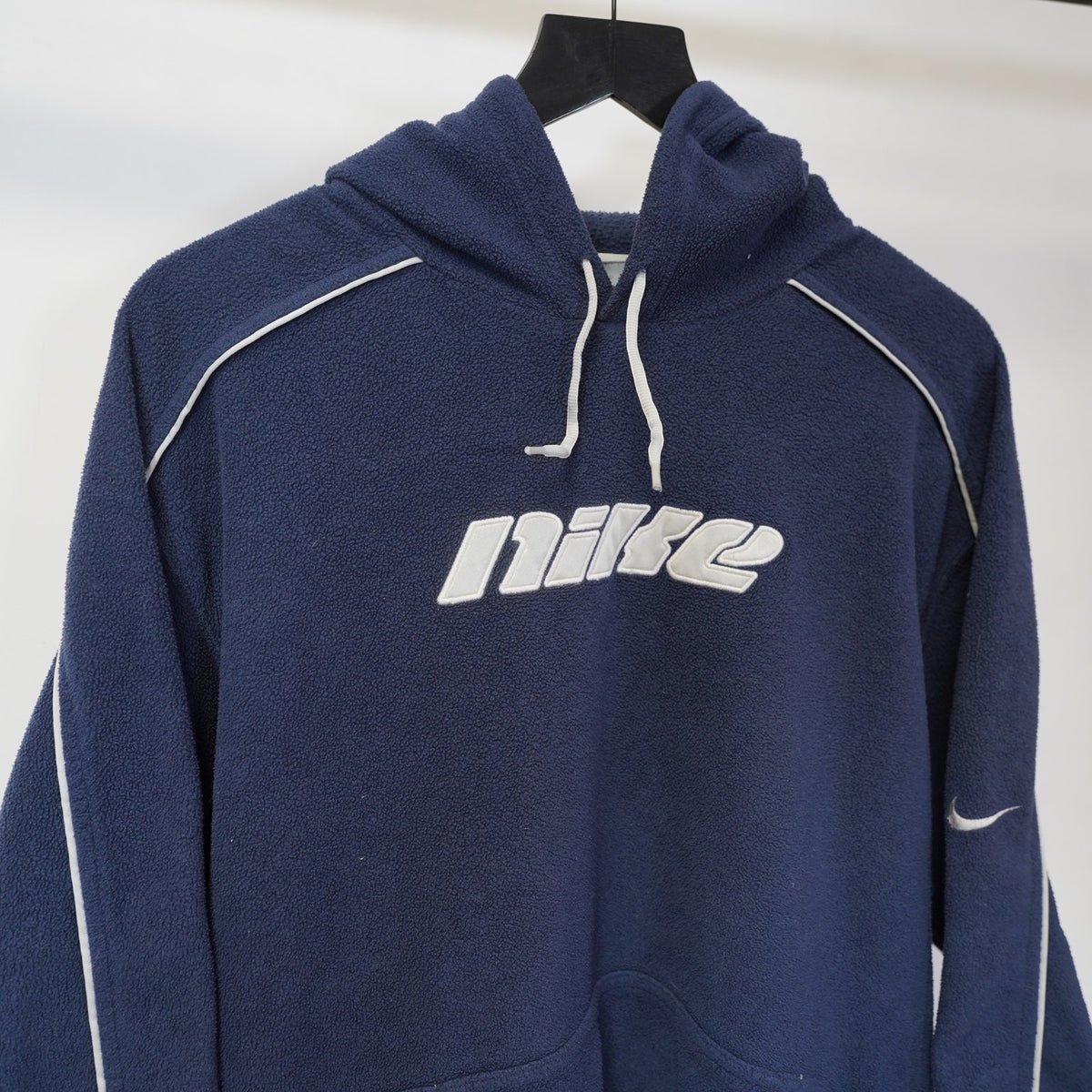 (M) Vintage Nike Y2K Sewn Pullover Fleece Hoodie Men's M Navy Silver 2000s Retro