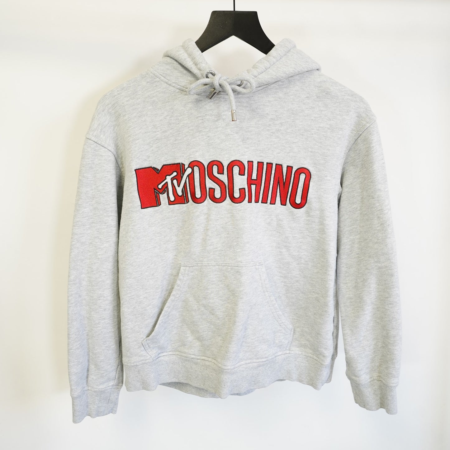 (S) Moschino x H&M MTV Embroidered Pullover Hoodie Collab Men's Small Gray Sewn
