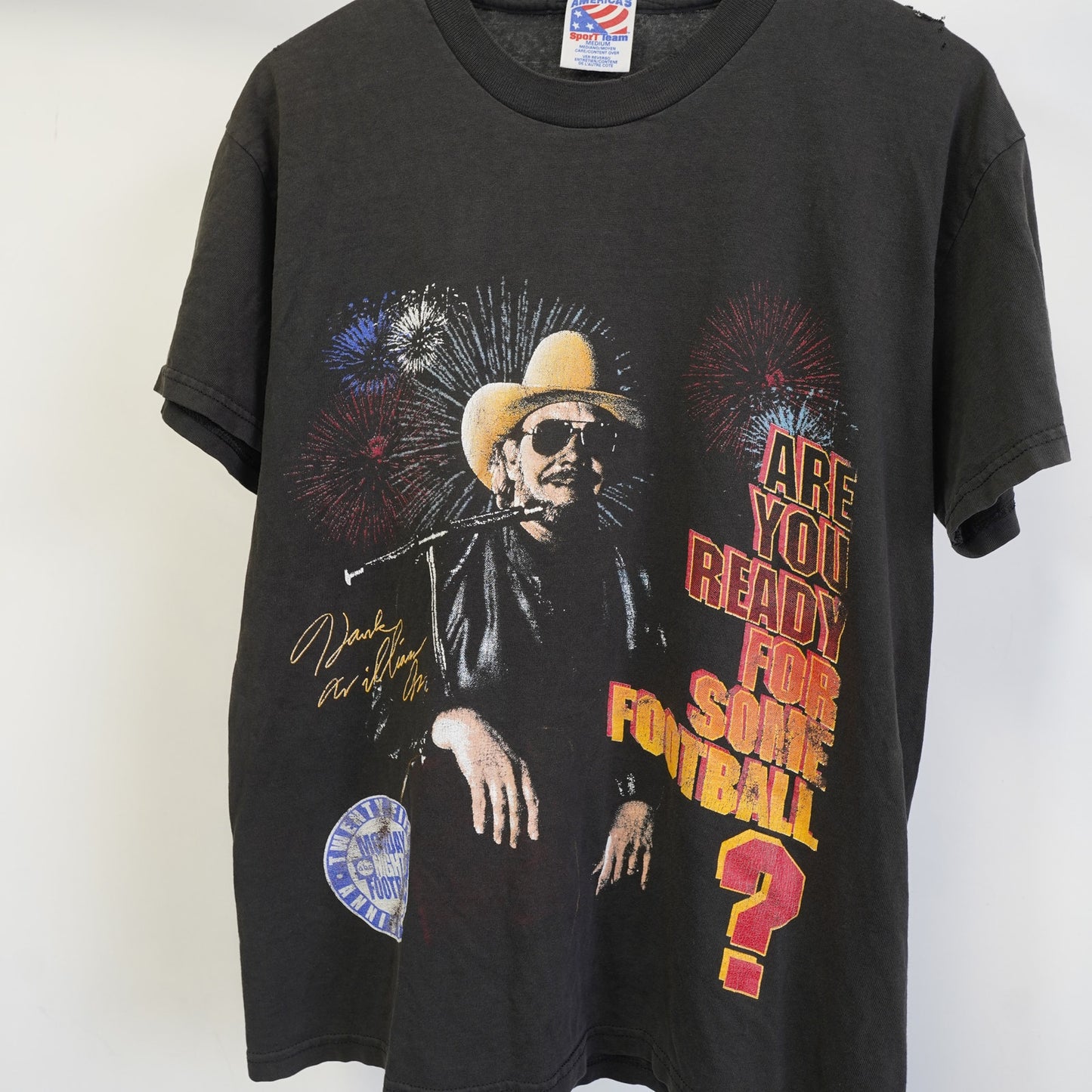 (M) Vintage Hank Williams Jr. Are You Ready For Football 90s Band T-Shirt Men's M