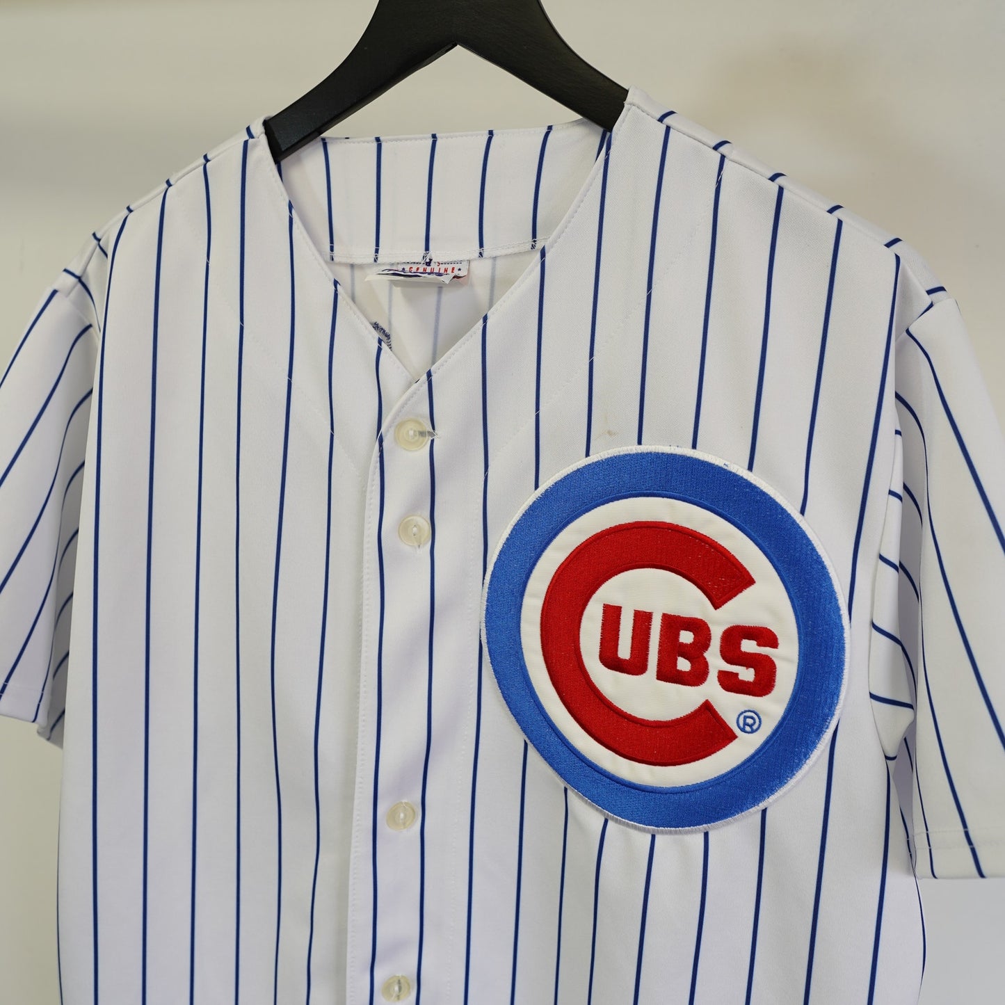 (M) Majestic Chicago Cubs Pinstripe Kenny Wood Authentic Vintage MLB Jersey