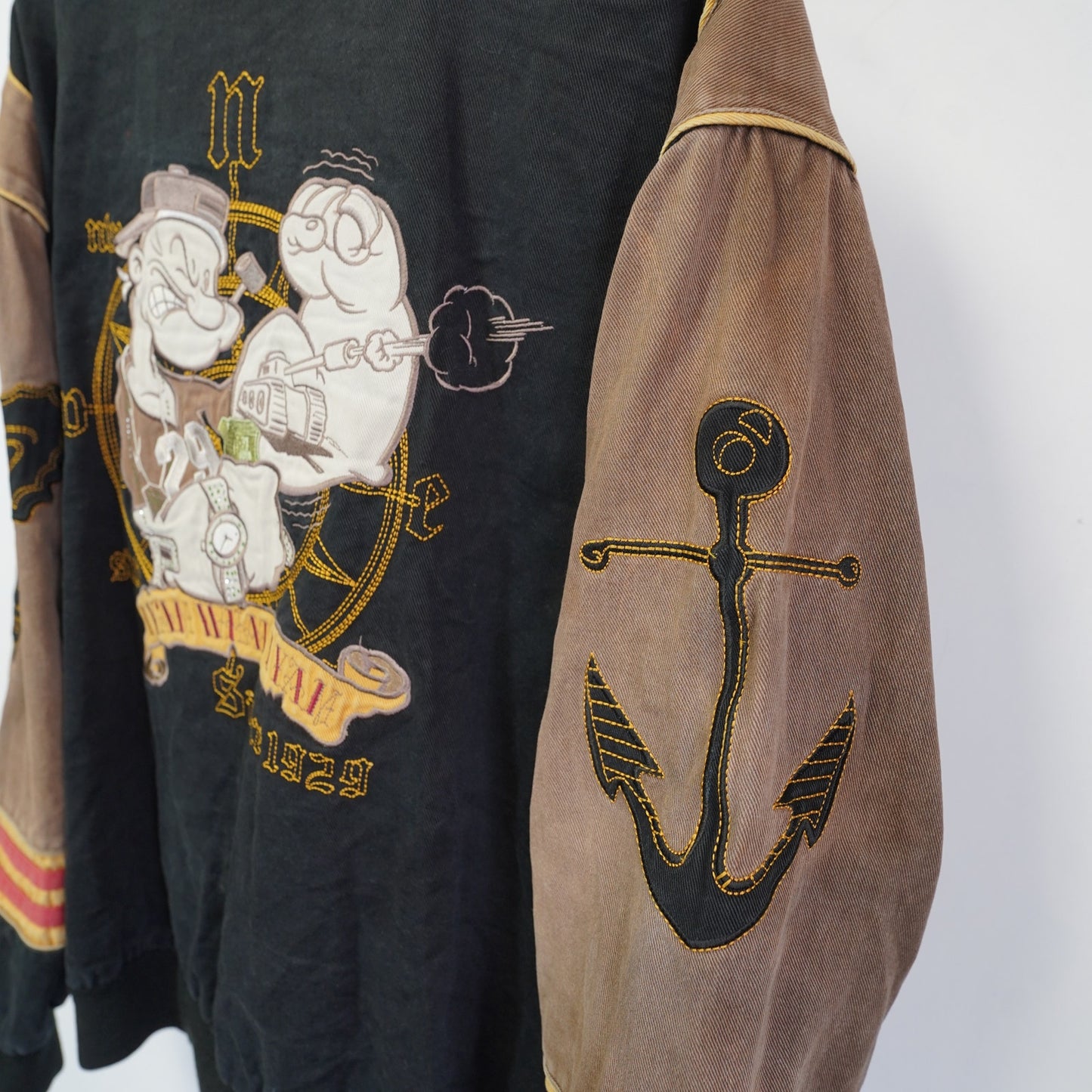 (4XL) Vintage JH Design Popeye the Sailor ManNascar Racing Jacket Men's 4XL Black Y2K