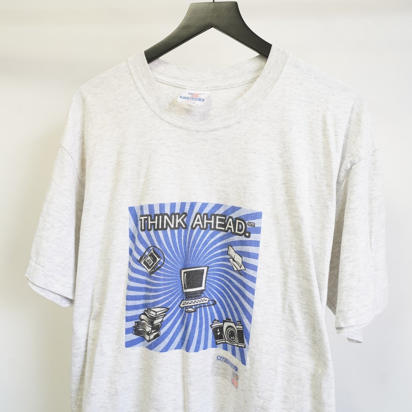 (XL) Vintage Think Ahead 90s Computer Micro-Chip T-Shirt Men's XL Retro Tech