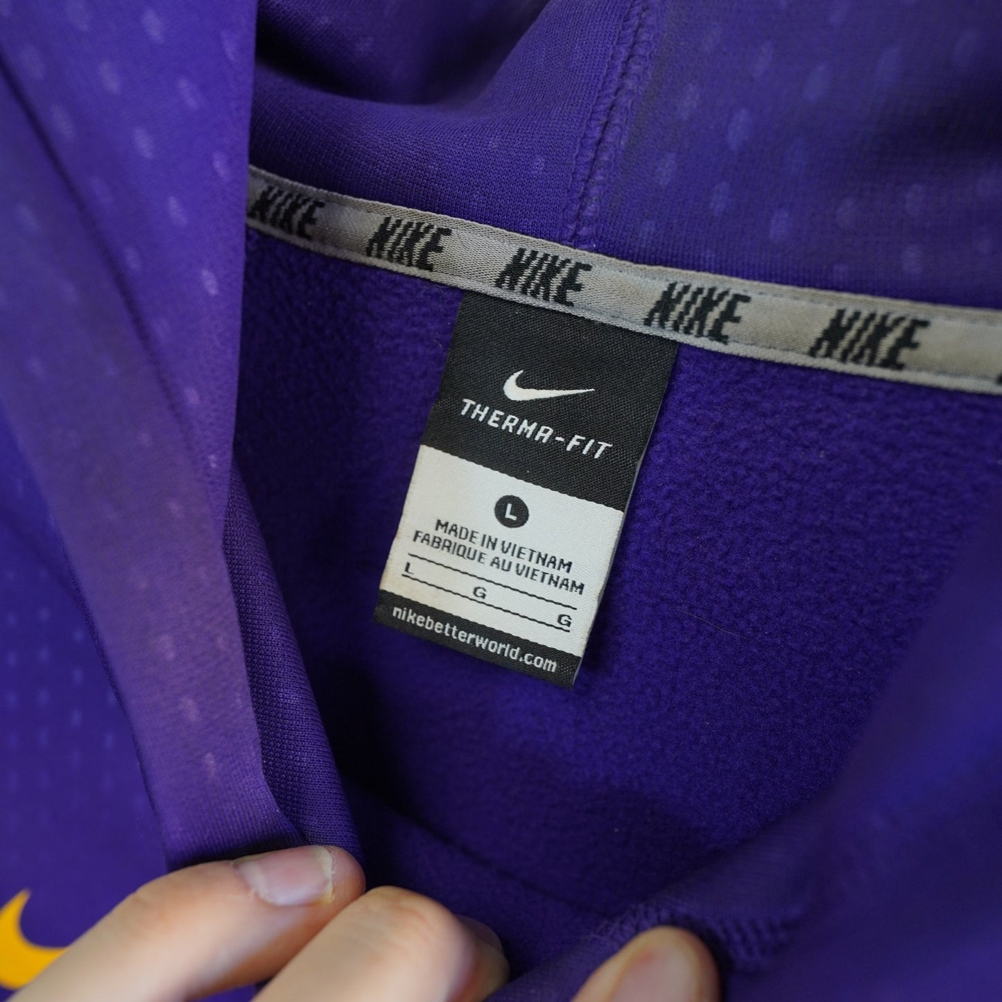 (L) LSU Tigers Nike Therma-Fit Purple Tech Pullover Hoodie Men's L Jacket