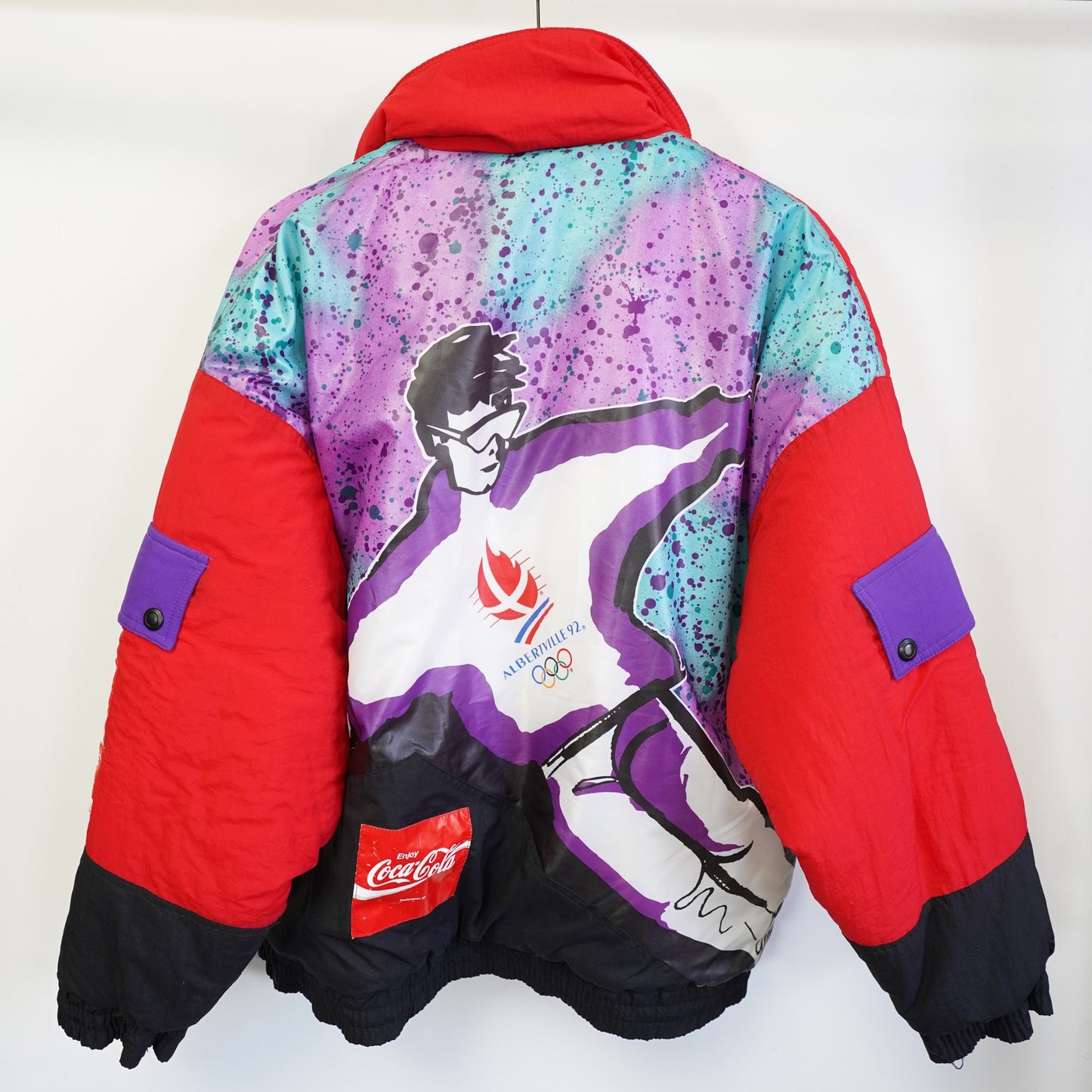 (L) Vintage 1992 Coca-Cola Albertville Winter Olympics Puffer Ski Jacket Men's L Red