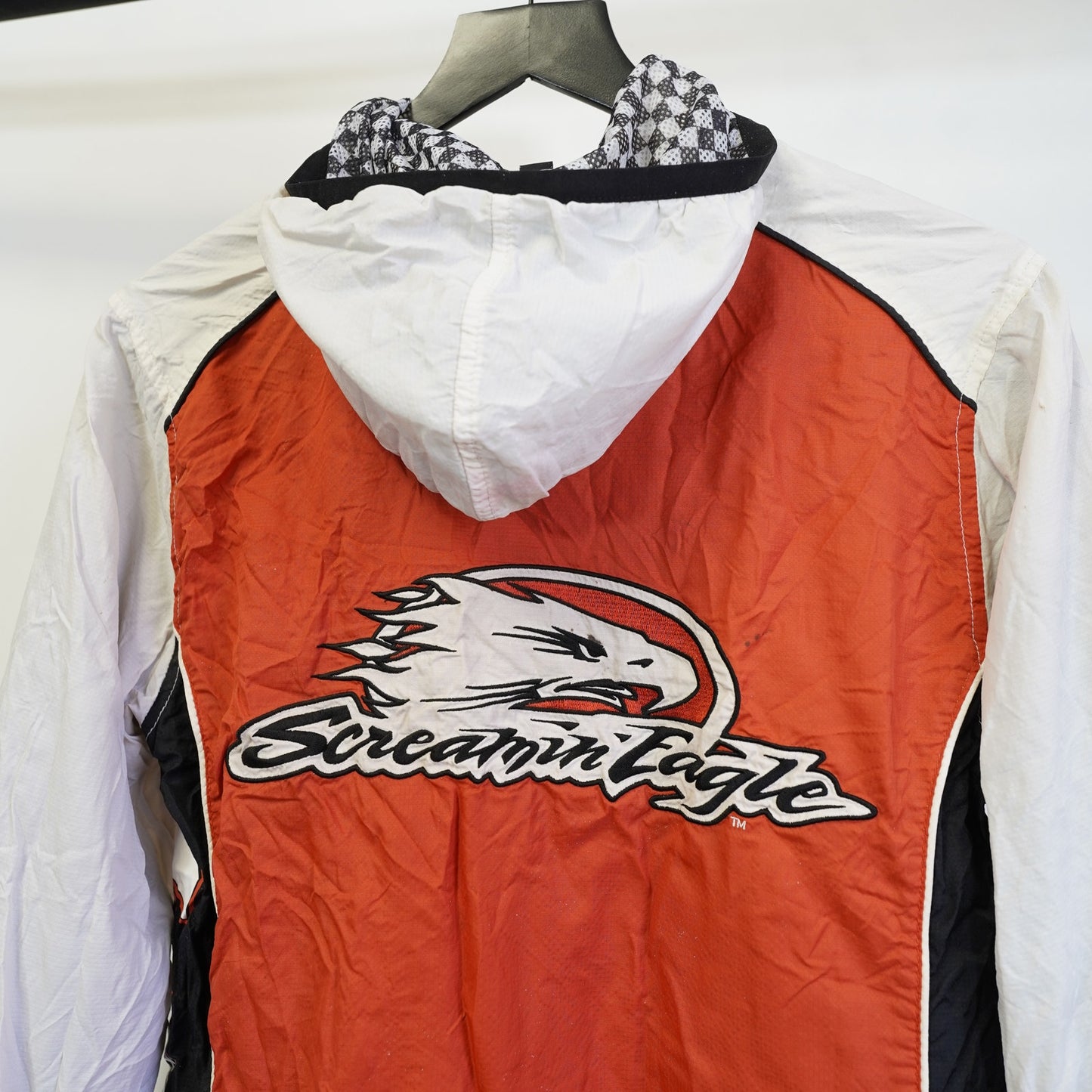 (Women's M) Vtg Harley Davidson Motorcycles Windbreaker Jacket Orange Sewn Eagle