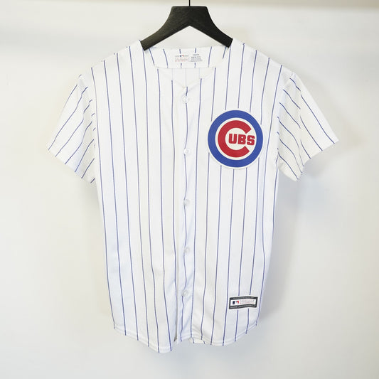 (Boys M) Chicago Cubs Majestic Pinstripe Anthony Rizzo Baseball Jersey Youth M 10/12 Boys