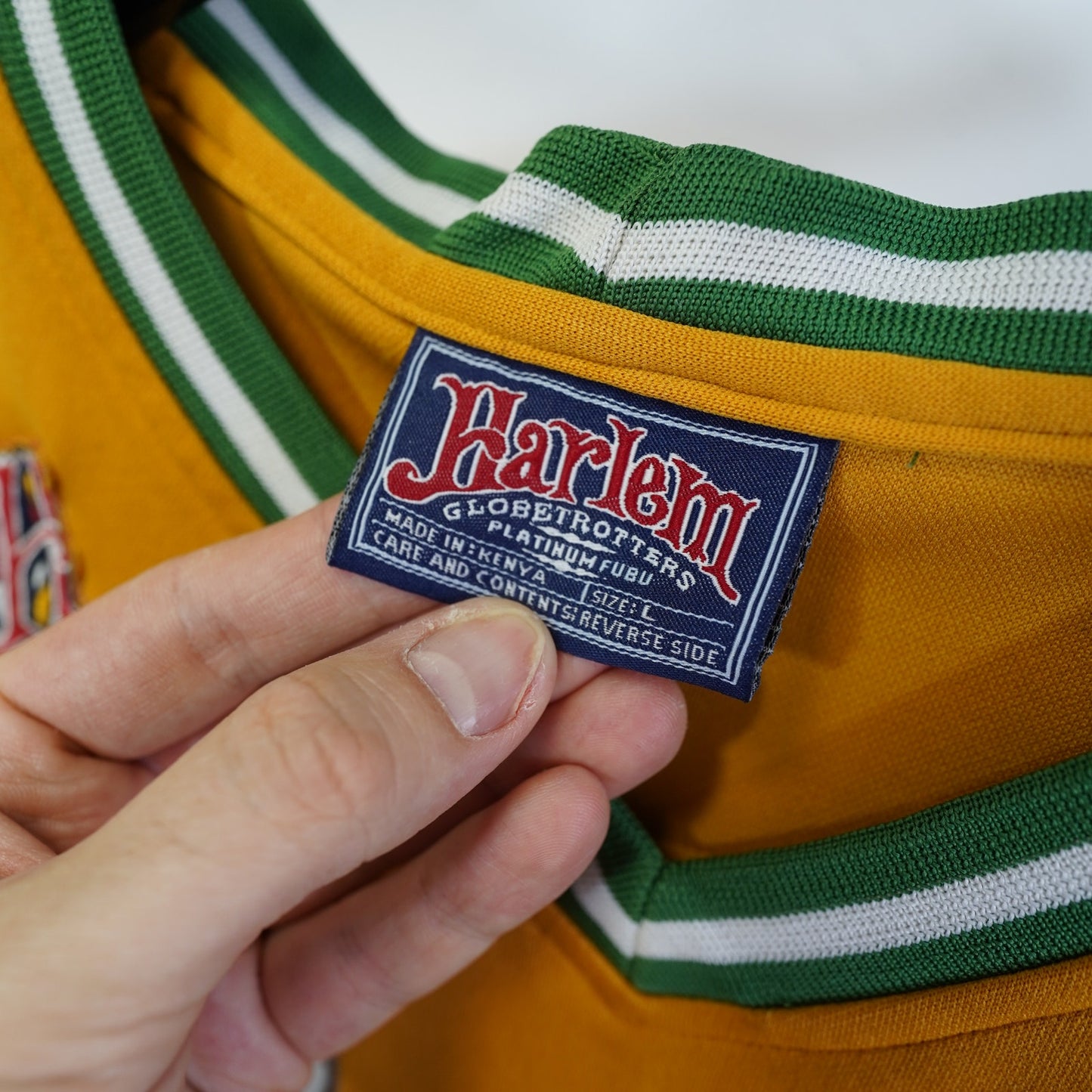 (L) Vintage Fubu Platinum Harlem Globtrotters Patch Basketball Jersey Men's L Yellow