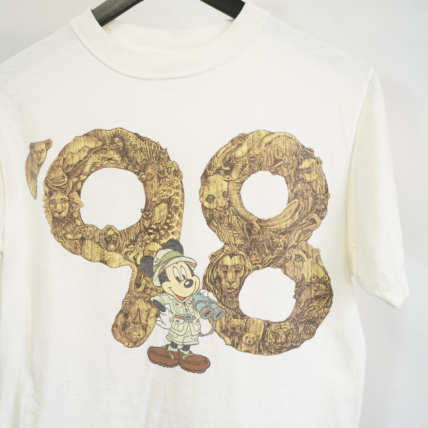 (S) Vintage Mickey Mouse Animal Kingdom 90s Disney World T-Shirt Men's S White Retro