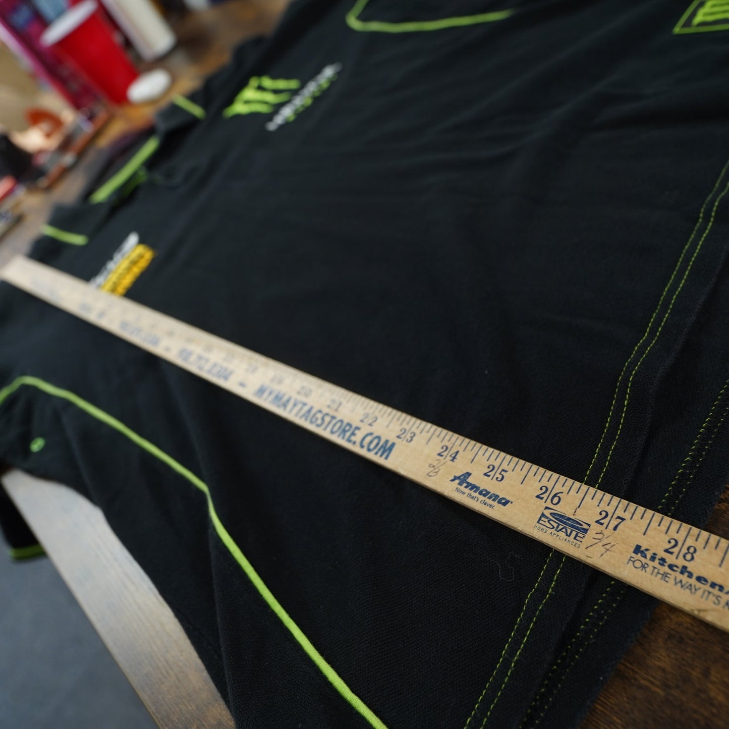 (XL) Vintage Monster Energy Y2k Tech3 Team Polo Shirt Embroidered Men's XL Black 2000