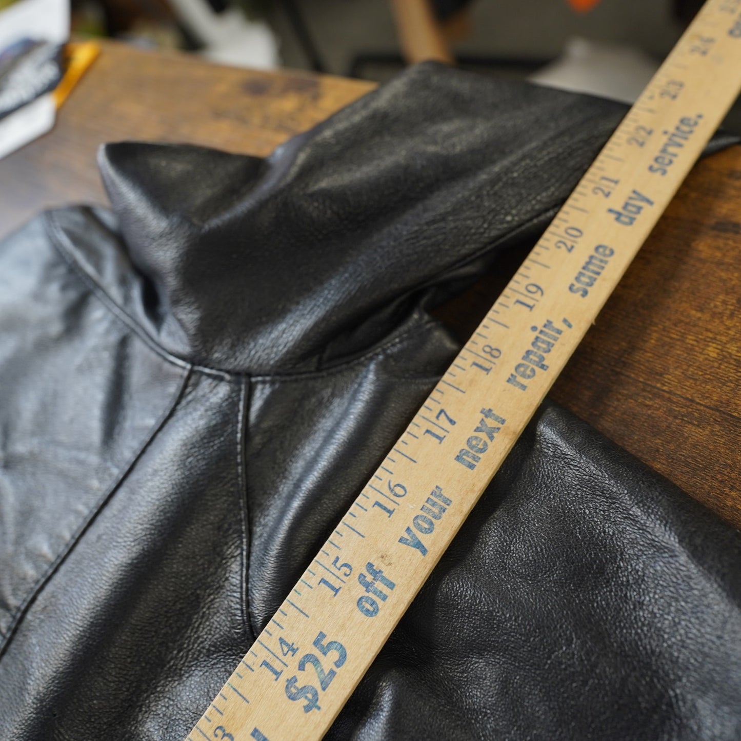 (Women's Sz. 4 ) Vintage Clio Genuine Leather 90s Coat Jacket Women's Sz. 4 Black Blazer Goth