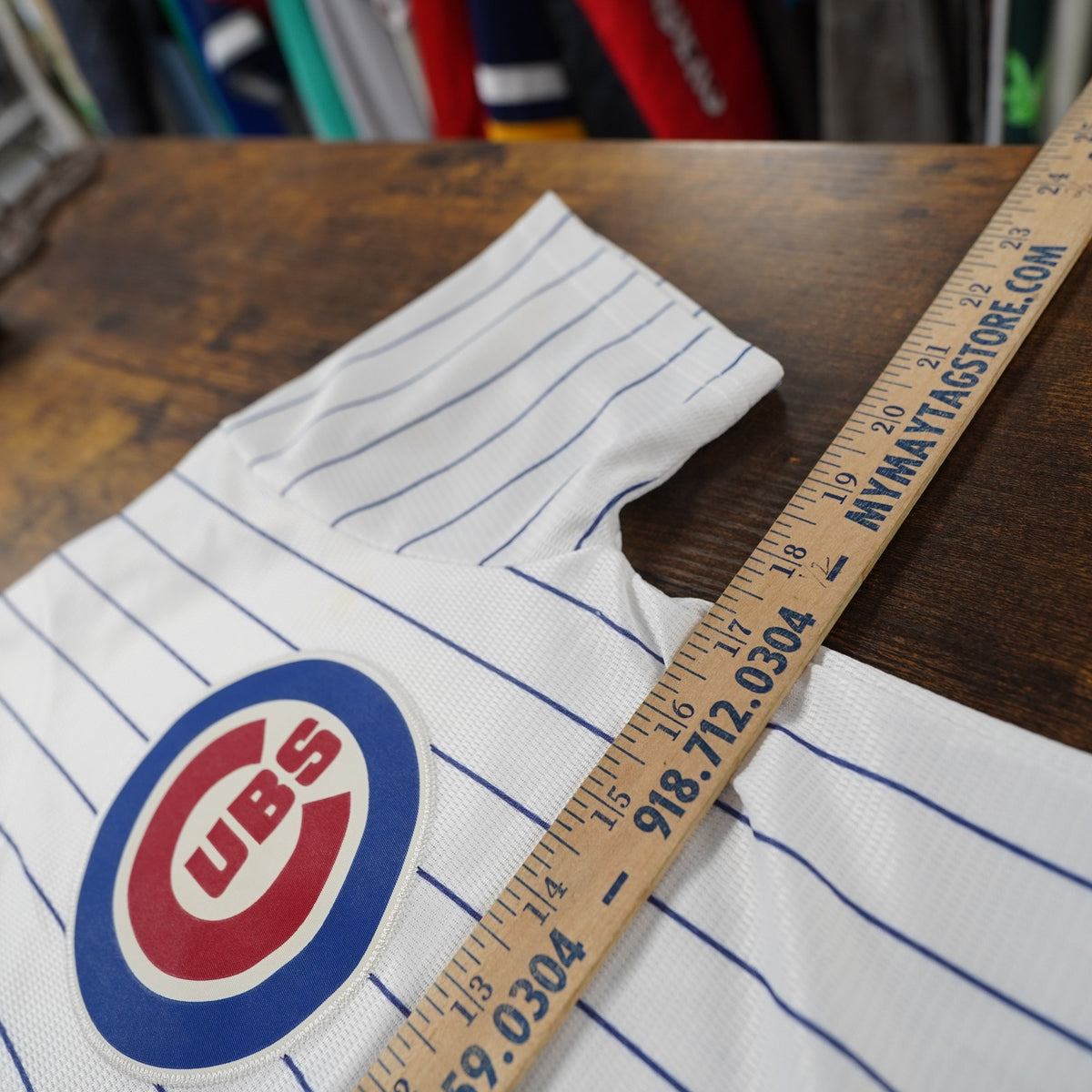 (Boys M) Chicago Cubs Majestic Pinstripe Anthony Rizzo Baseball Jersey Youth M 10/12 Boys